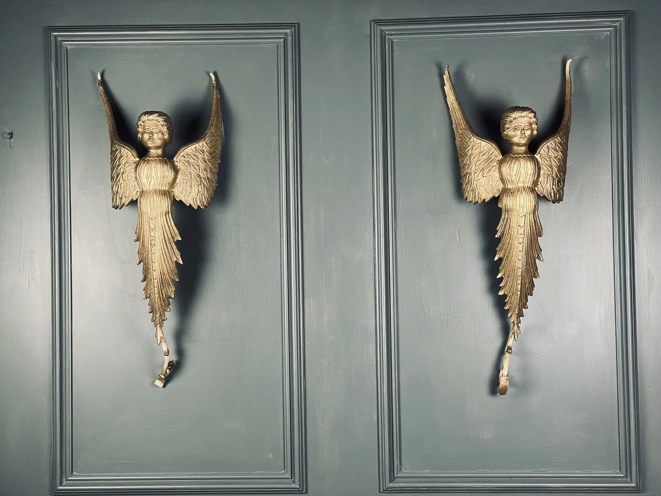 Antique Pair of Angel Wall Sconces