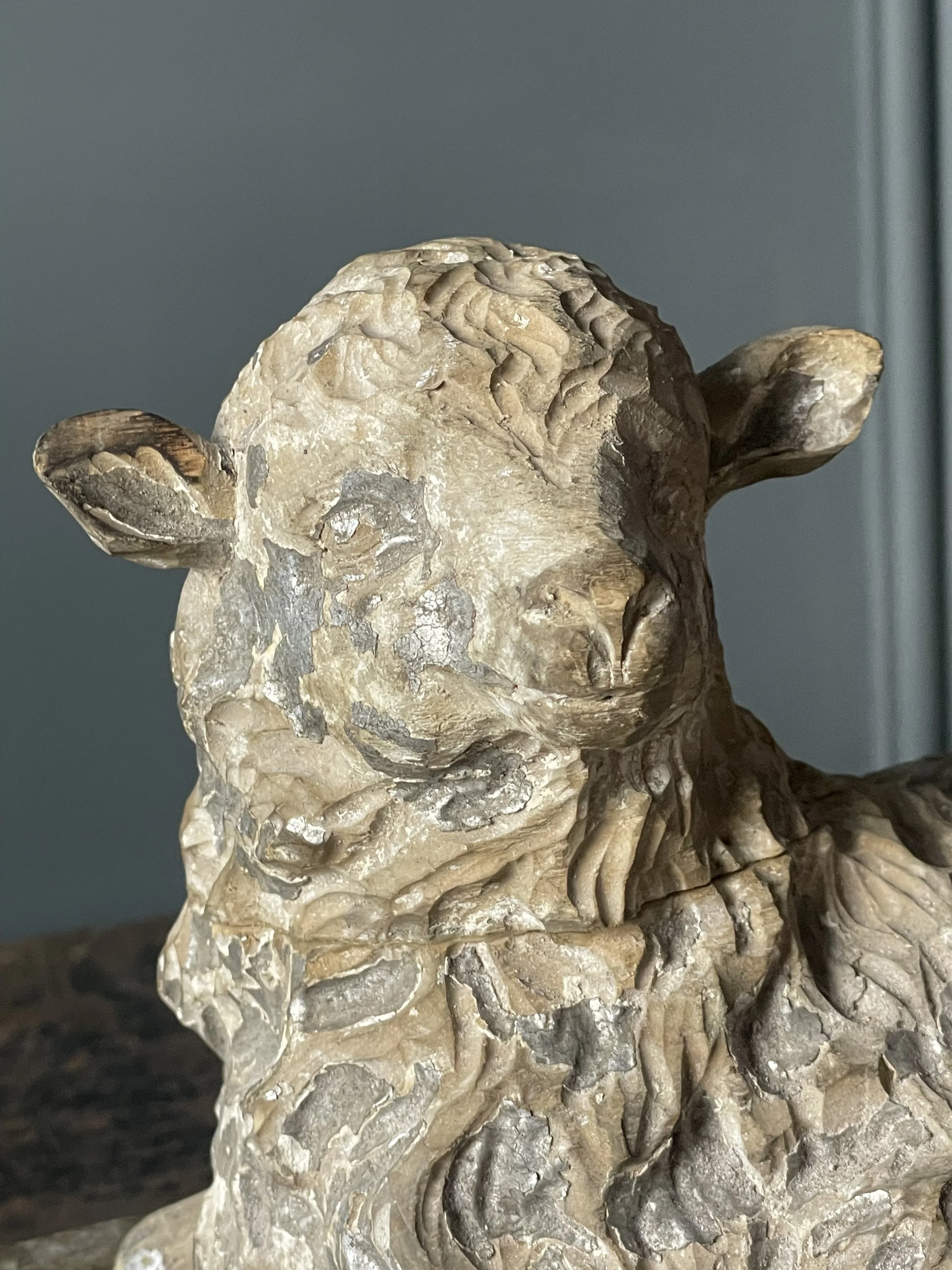 19th Century Wood Carved Lamb