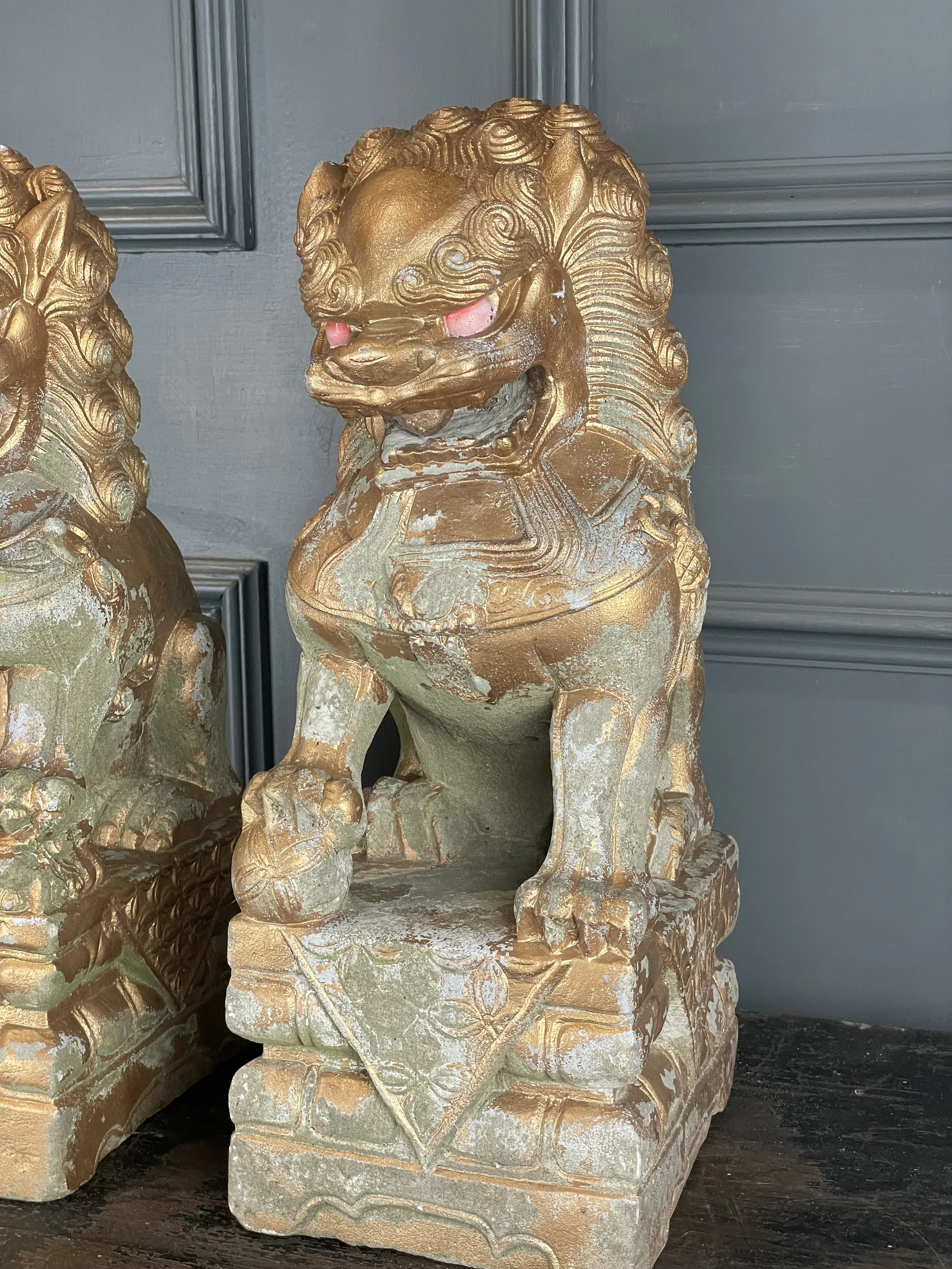 Chinese Pair of Stone Foo Dogs