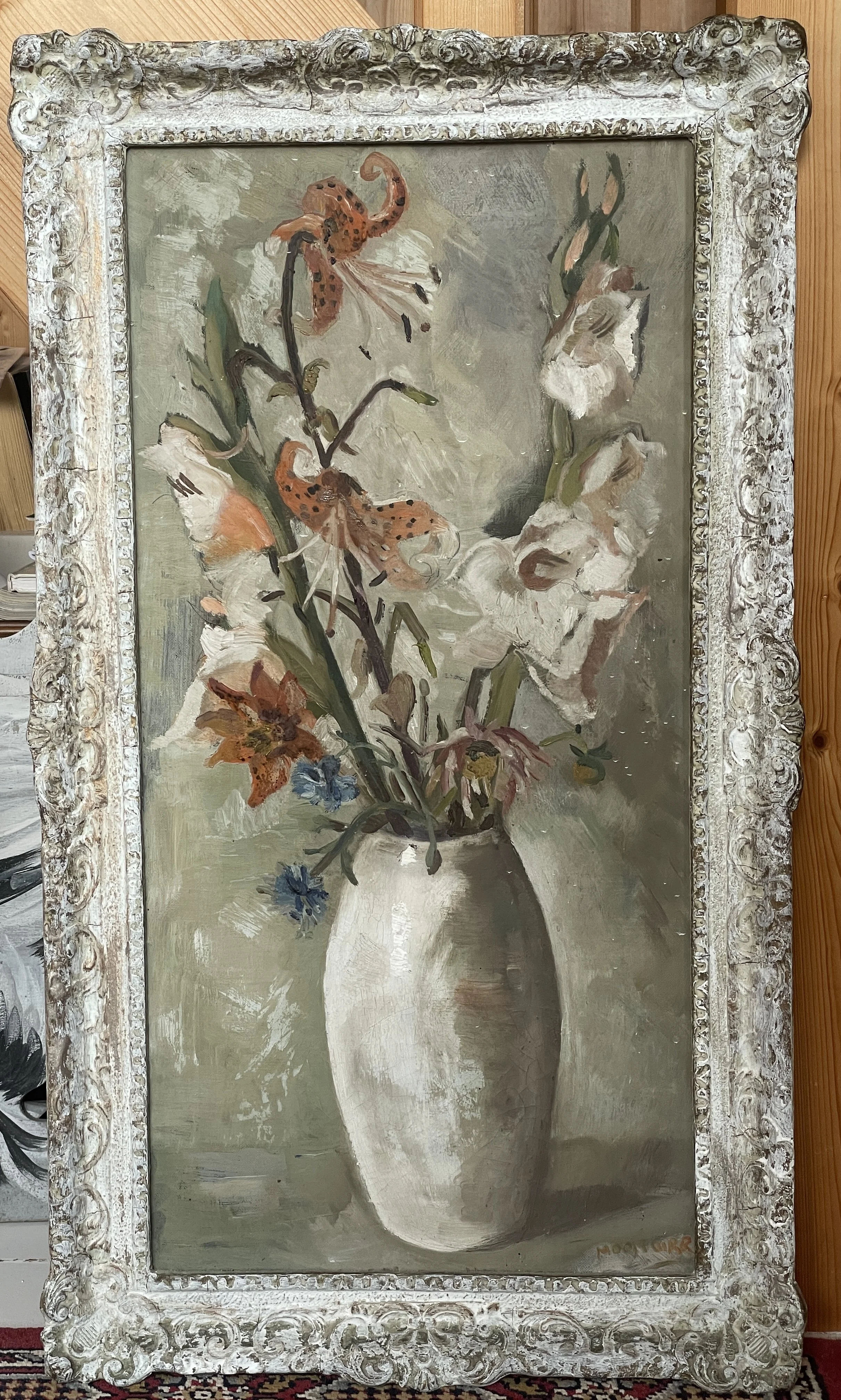 Early 20th Century Oil of Flowers in Vase