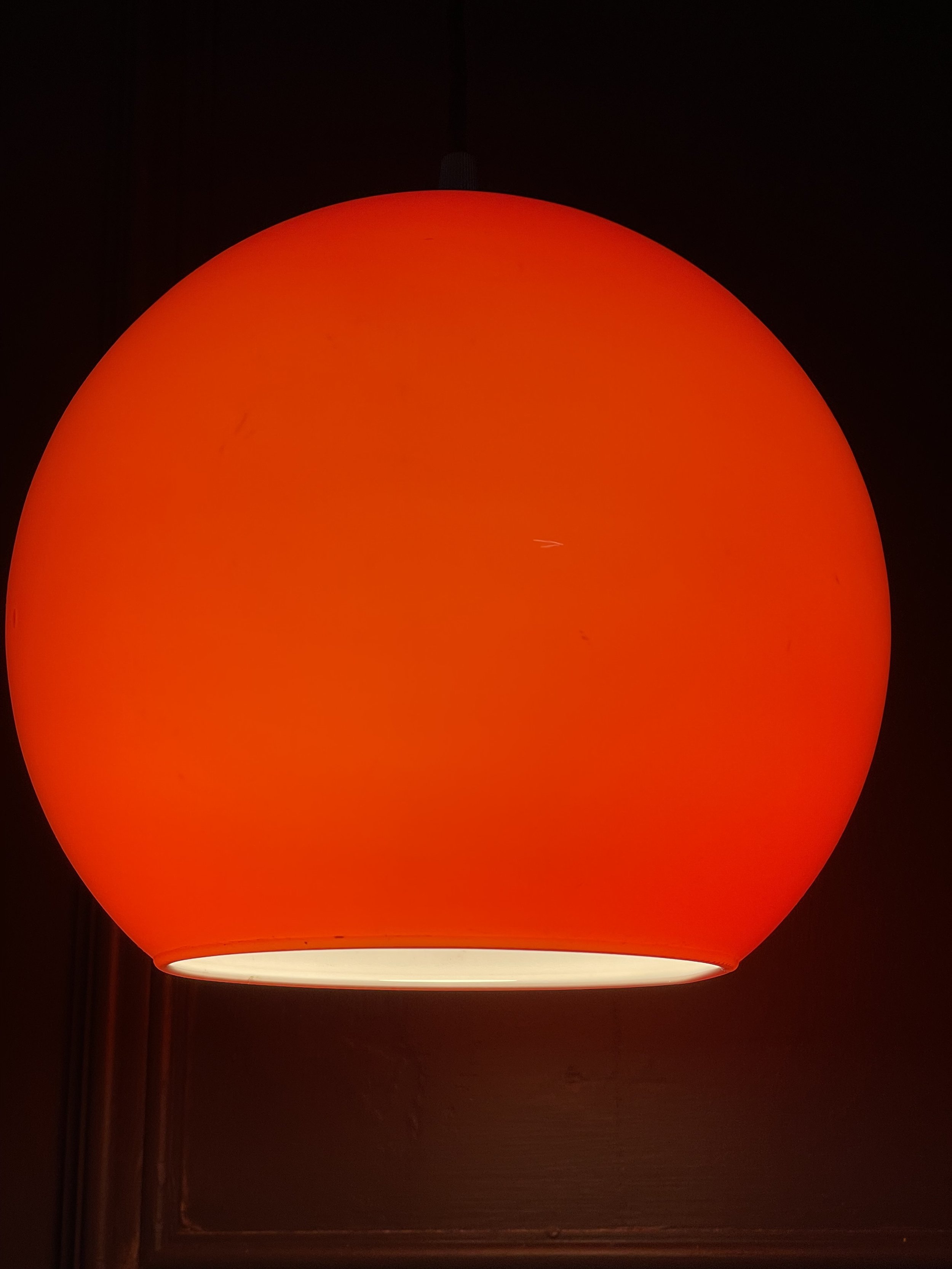 Mid Century Glass Red Pendant Globe