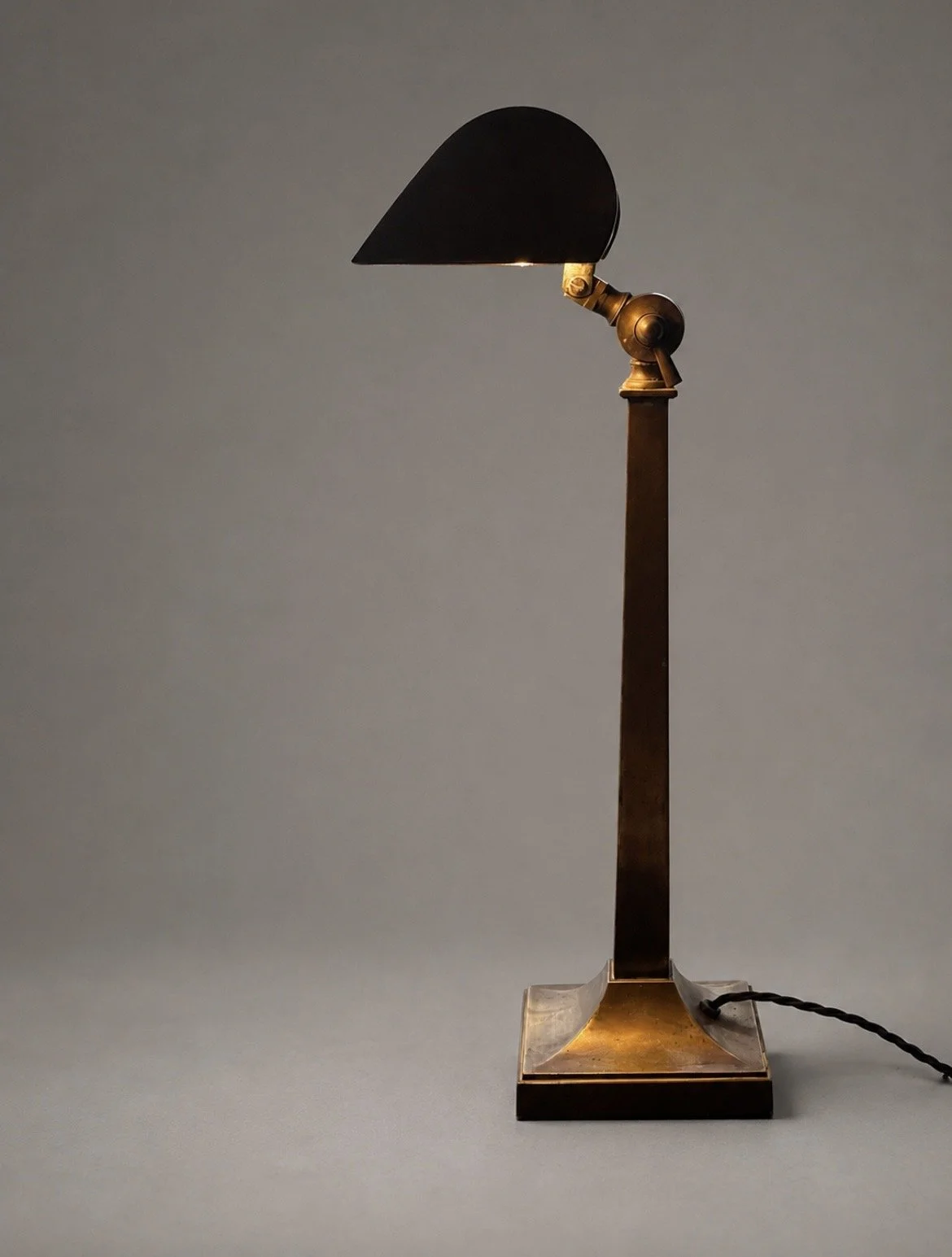 1940s Copper & Brass Bankers Lamp