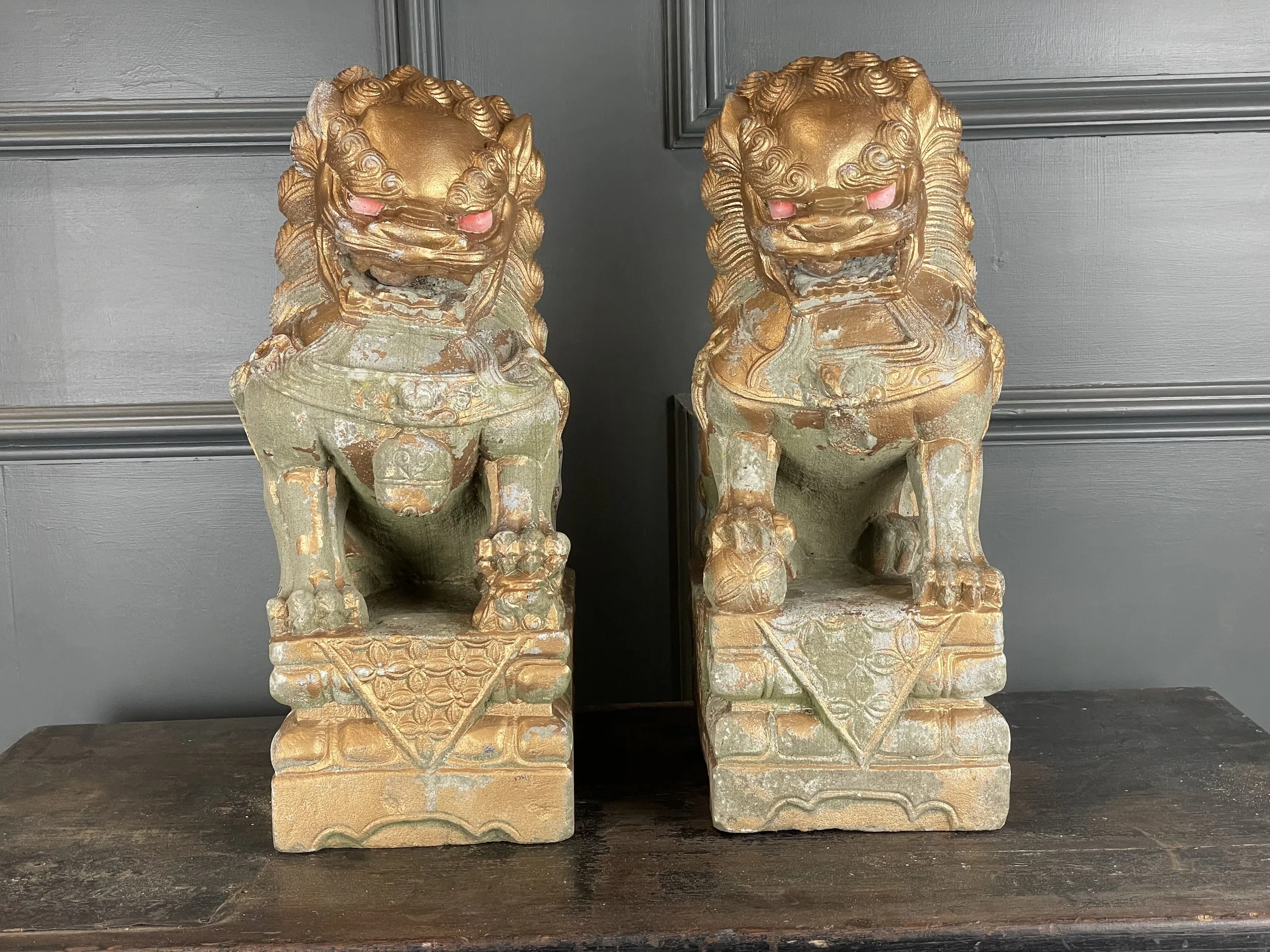Chinese Pair of Stone Foo Dogs