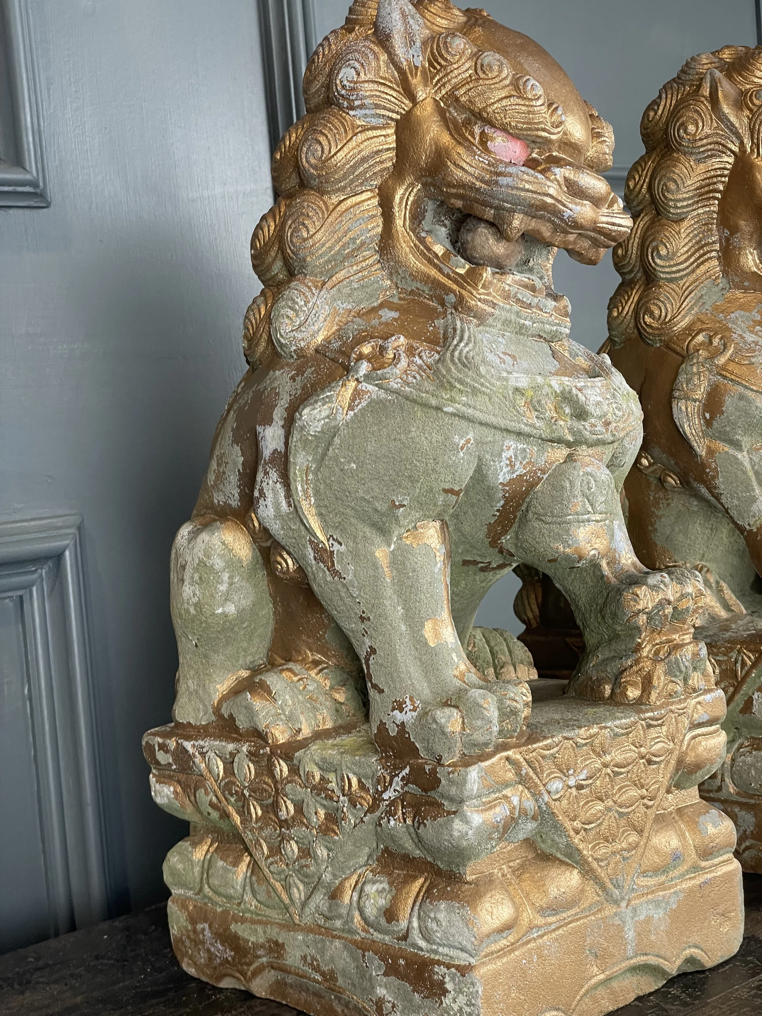 Chinese Pair of Stone Foo Dogs