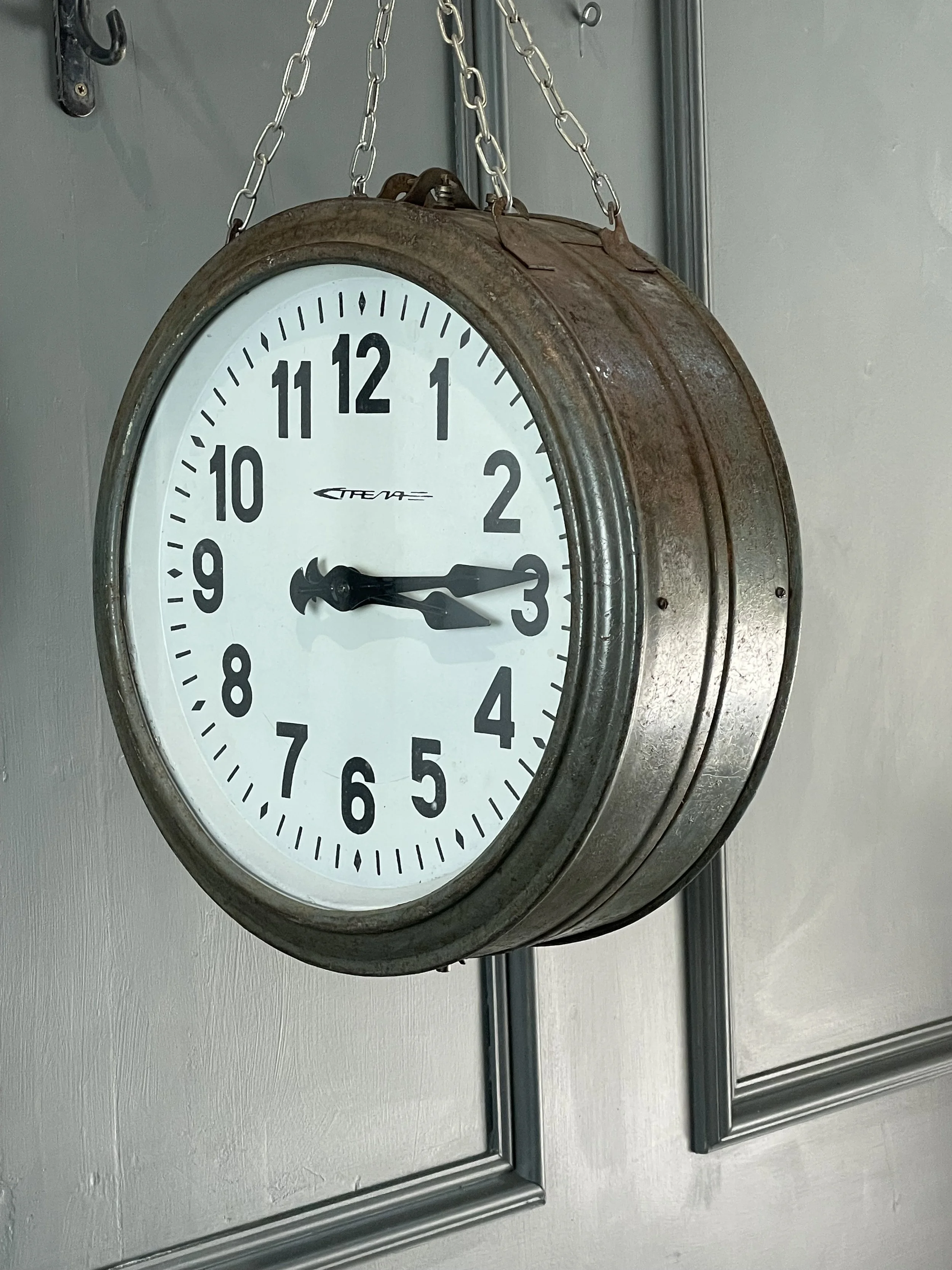 Double Sided Industrial Soviet Era Clock