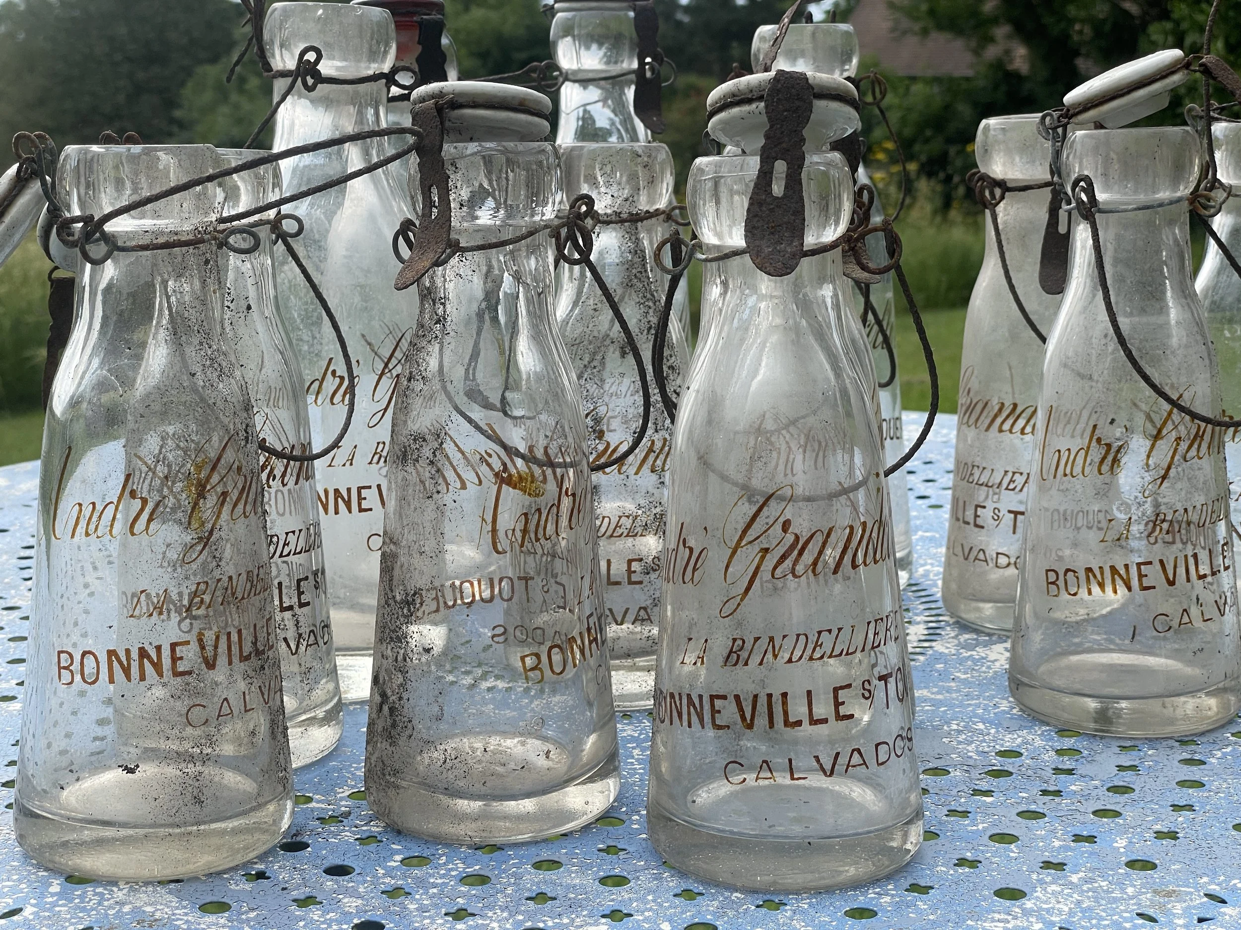 French Antique  Glass Bottles from Calvados