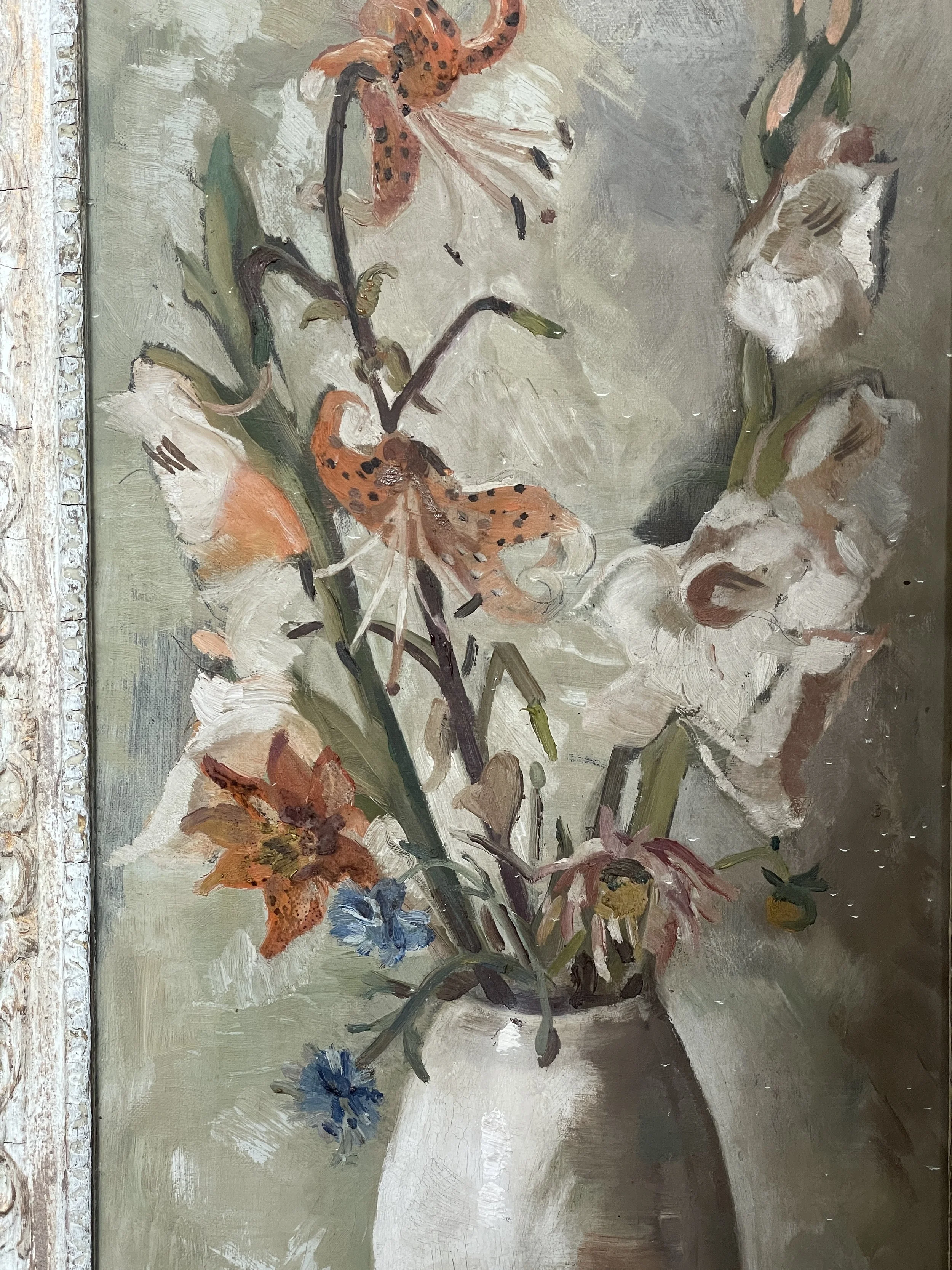 Early 20th Century Oil of Flowers in Vase