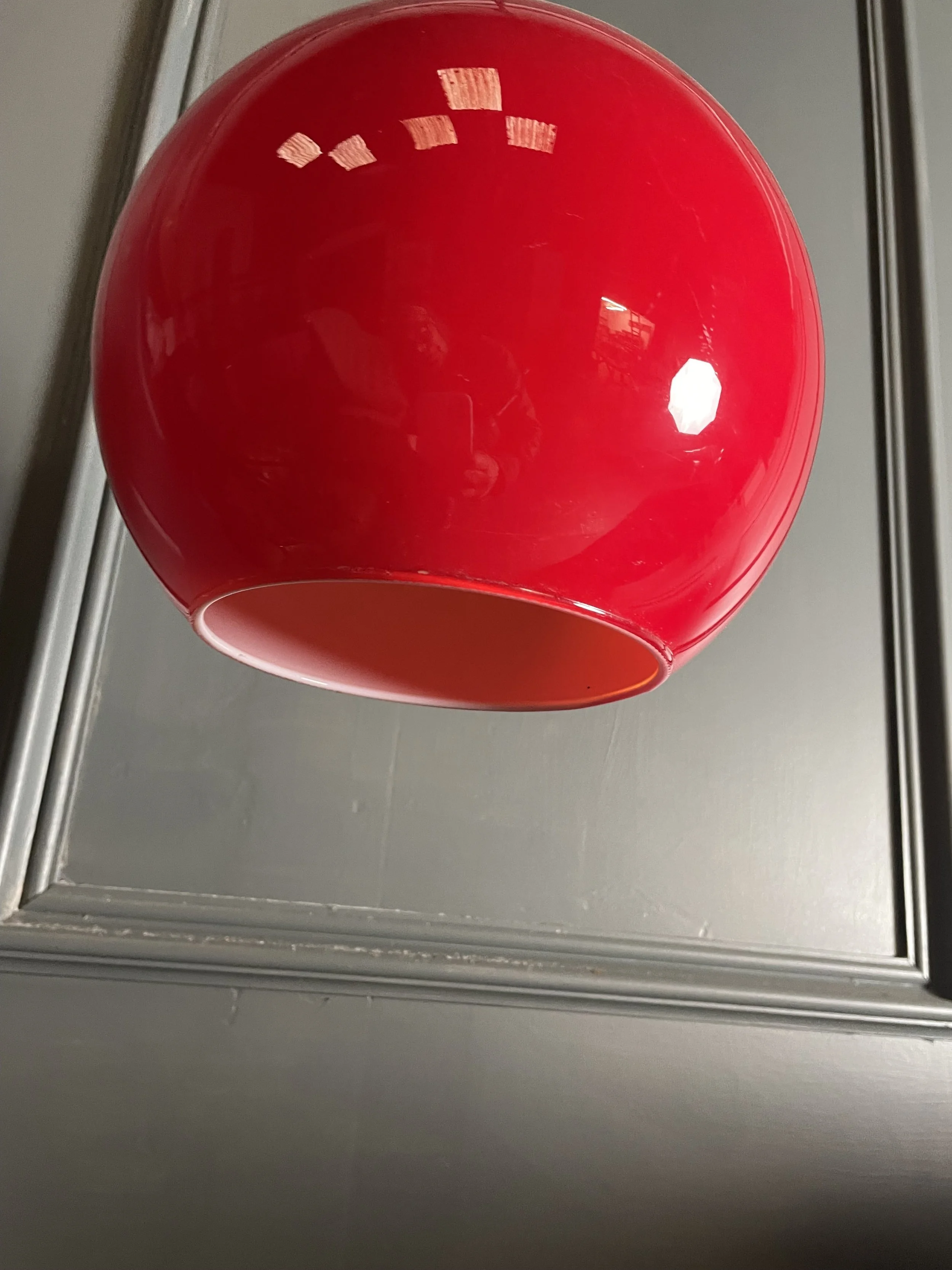 Mid Century Glass Red Pendant Globe
