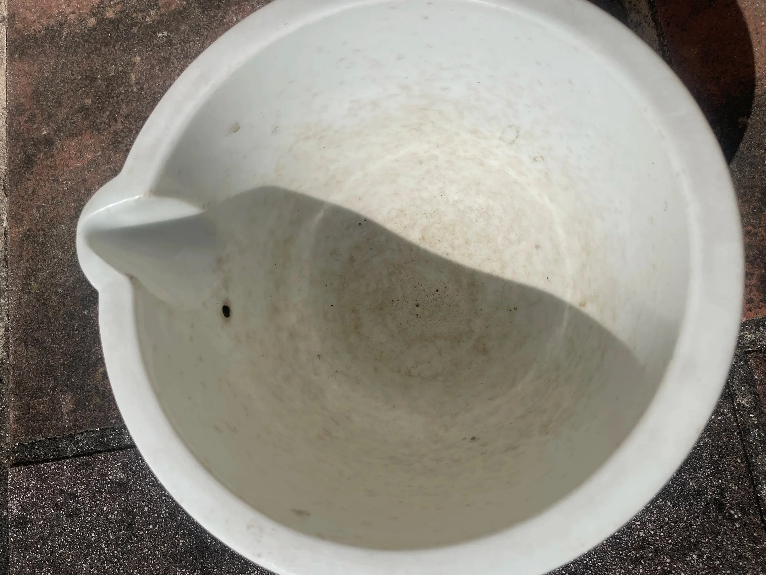 Vintage Ceramic Mortar with Wooden Pestle