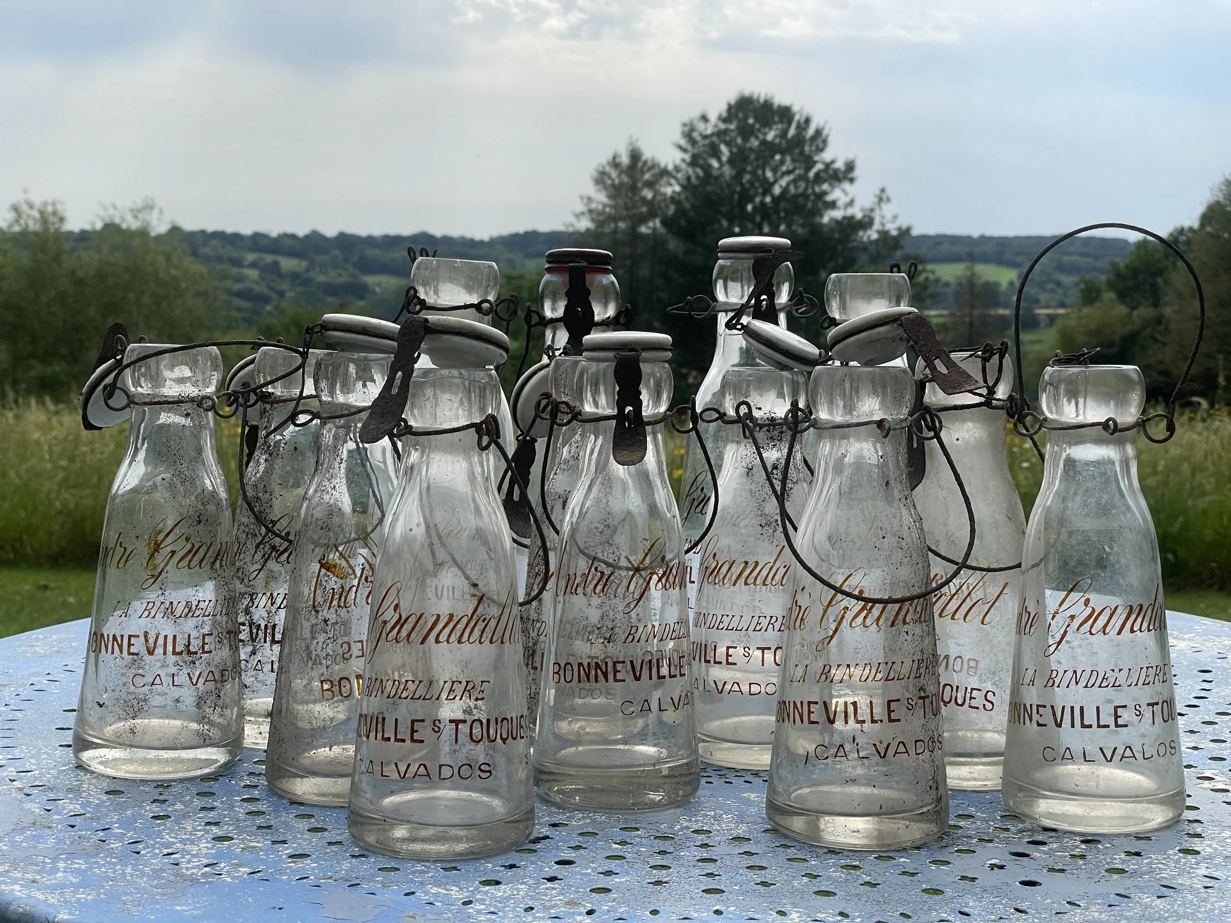 French Antique  Glass Bottles from Calvados