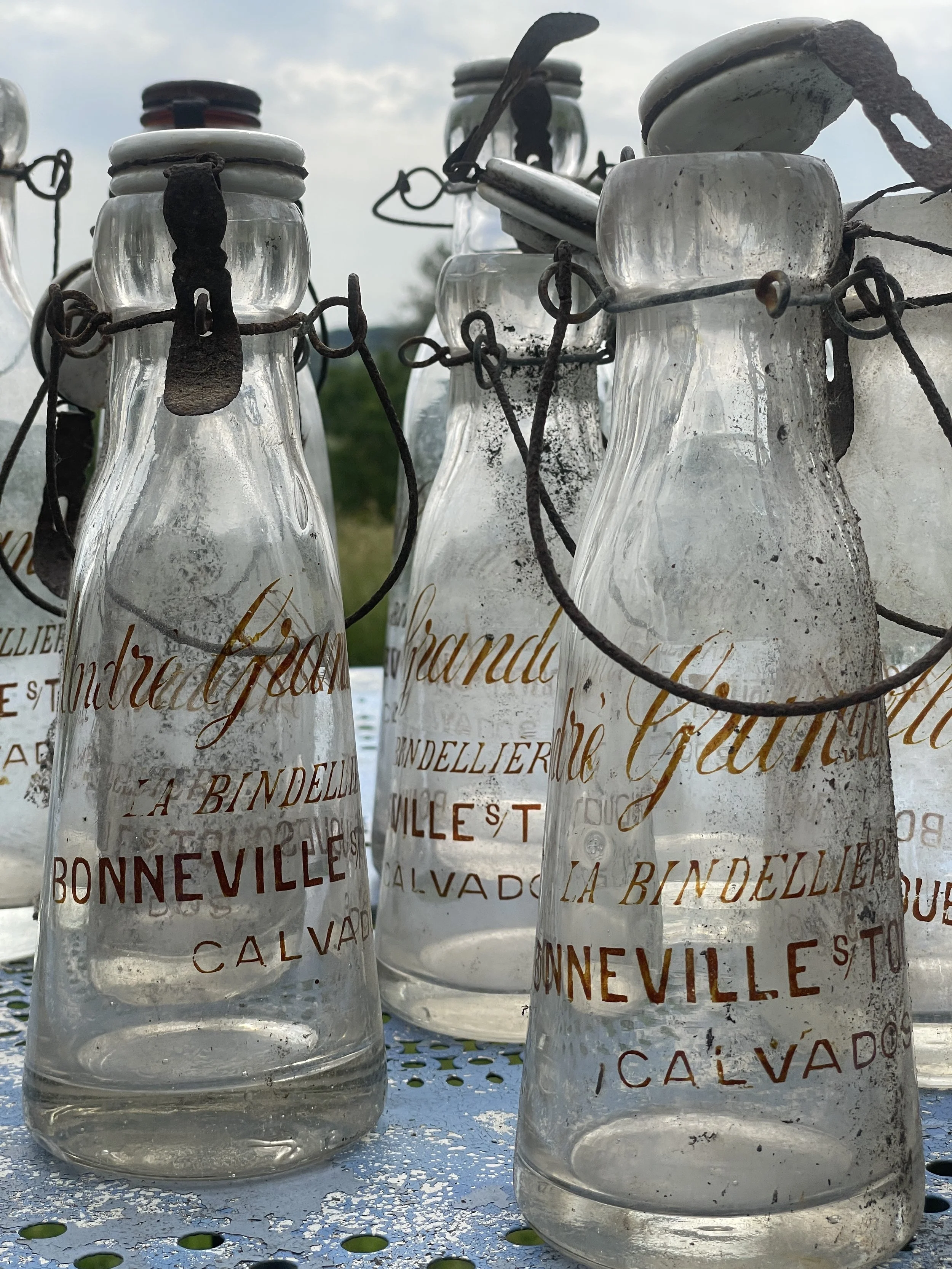 French Antique  Glass Bottles from Calvados