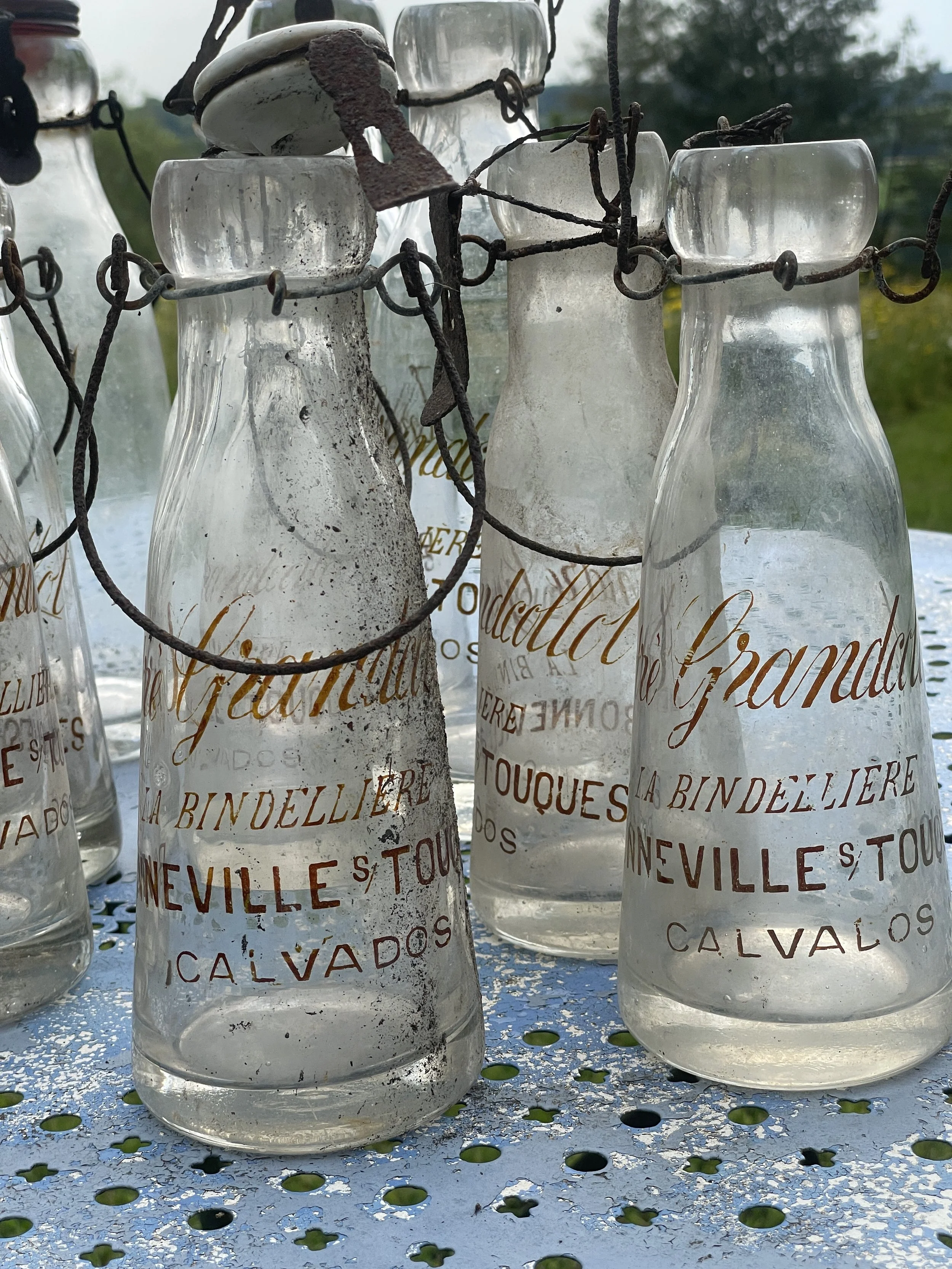 French Antique  Glass Bottles from Calvados