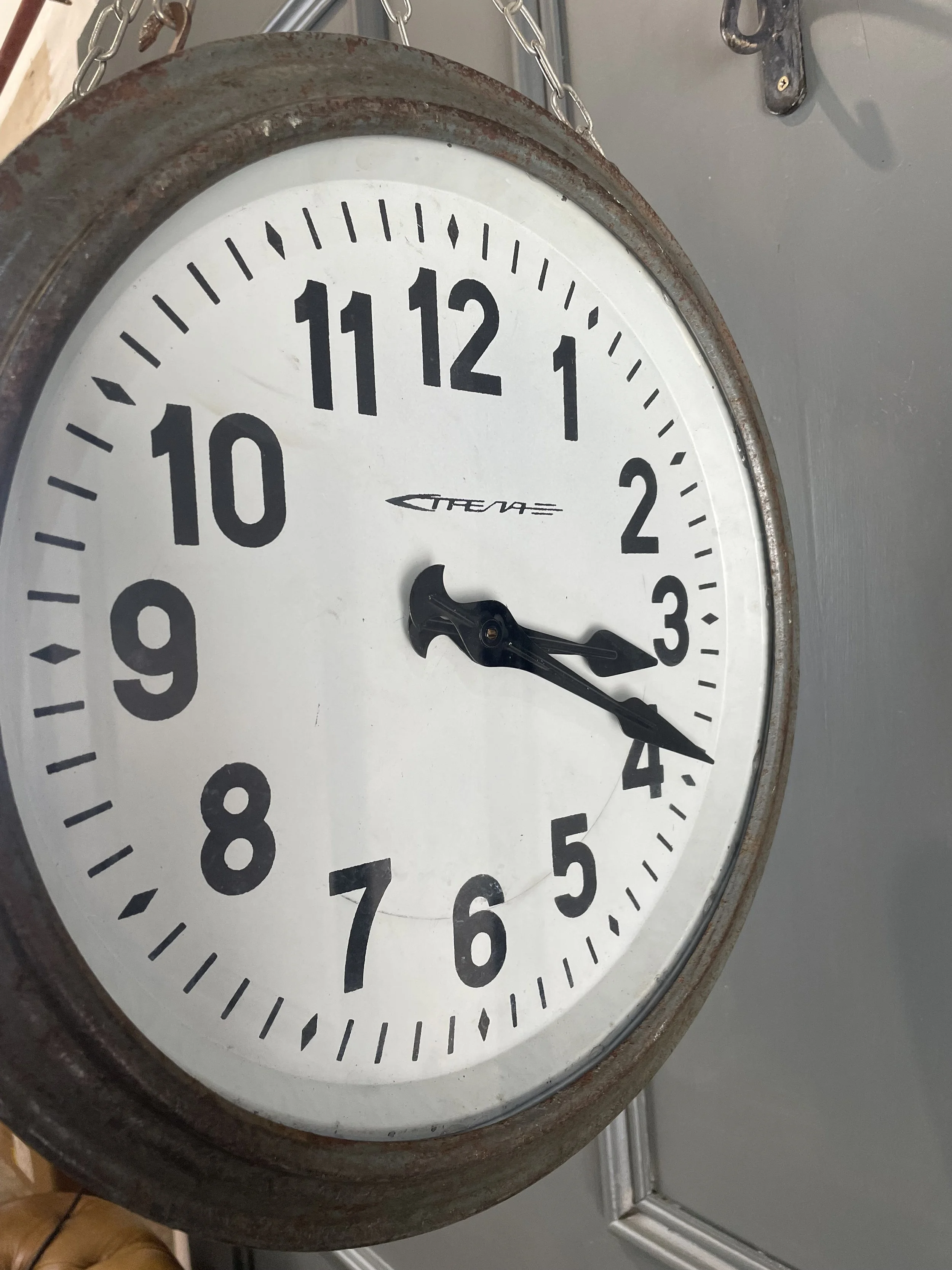 Double Sided Industrial Soviet Era Clock