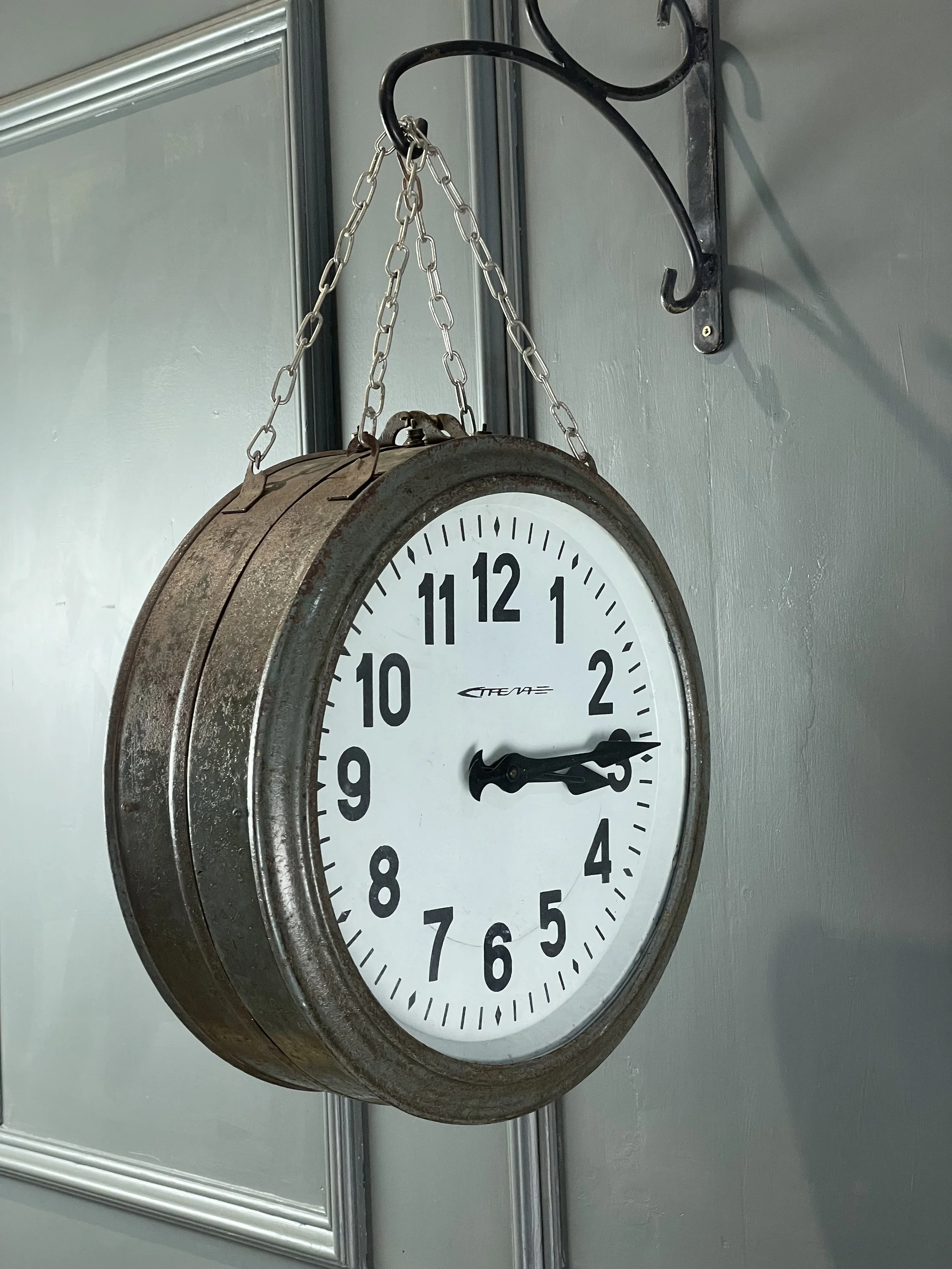 Double Sided Industrial Soviet Era Clock