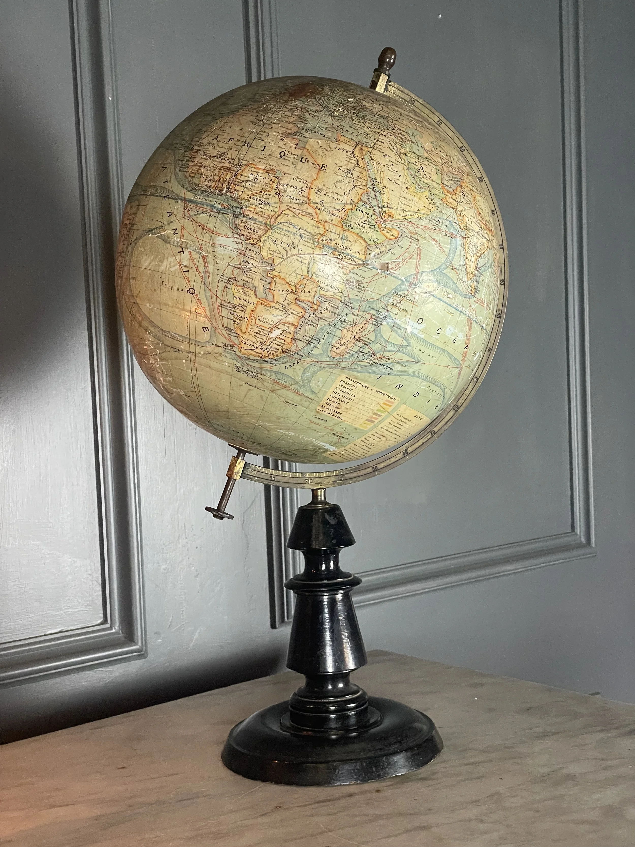 French Antique Globe - J Forest