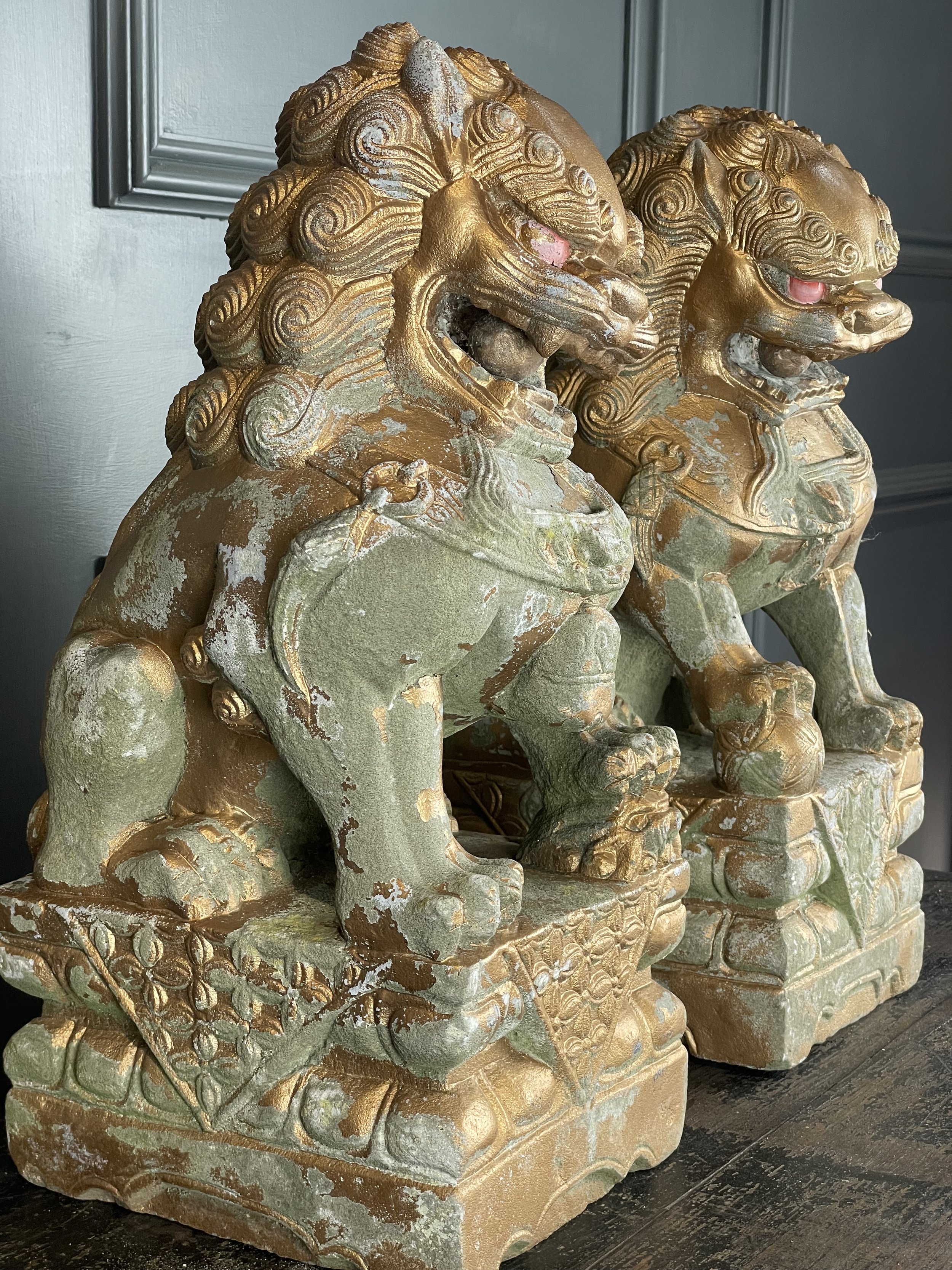 Chinese Pair of Stone Foo Dogs