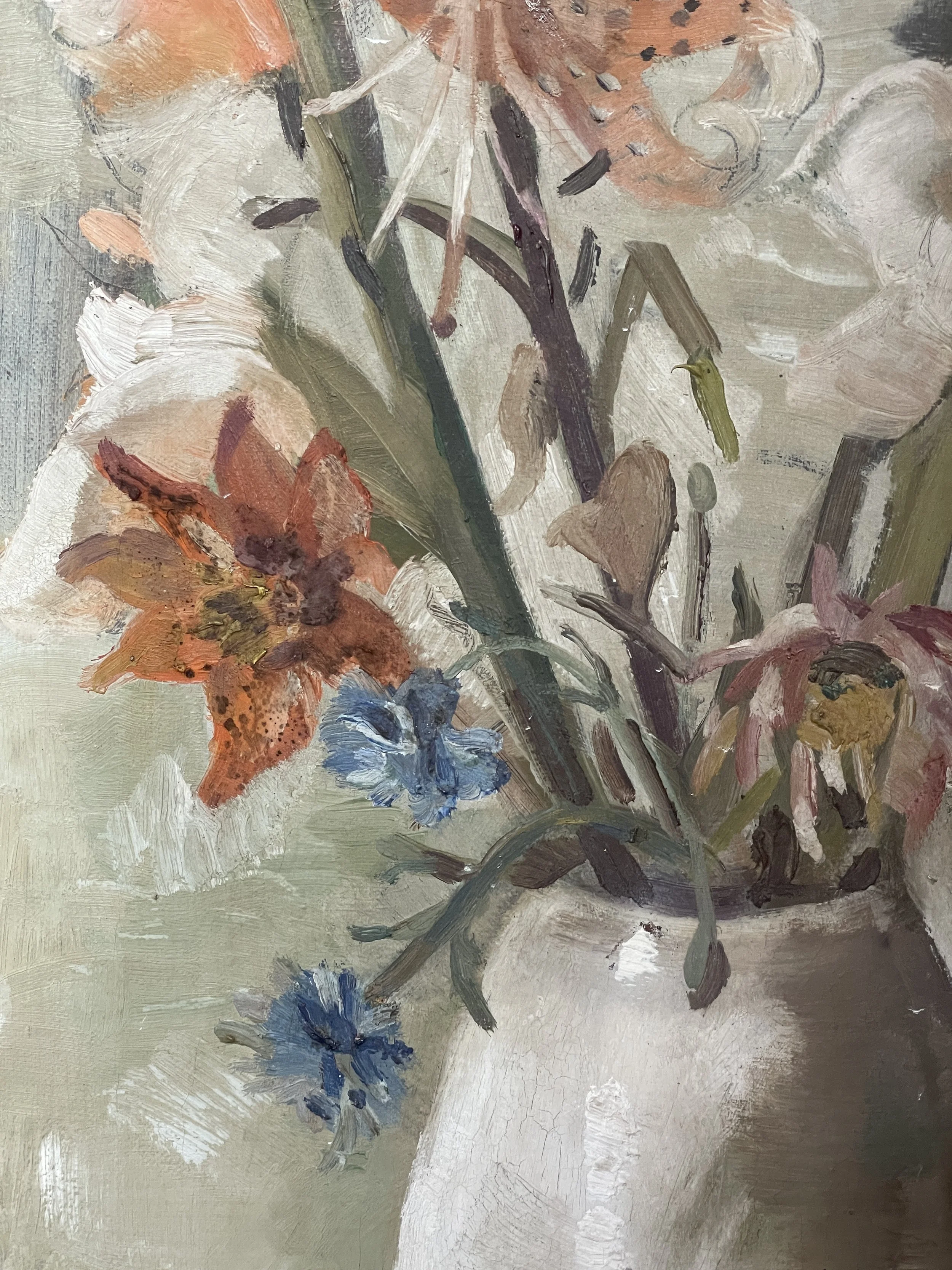Early 20th Century Oil of Flowers in Vase