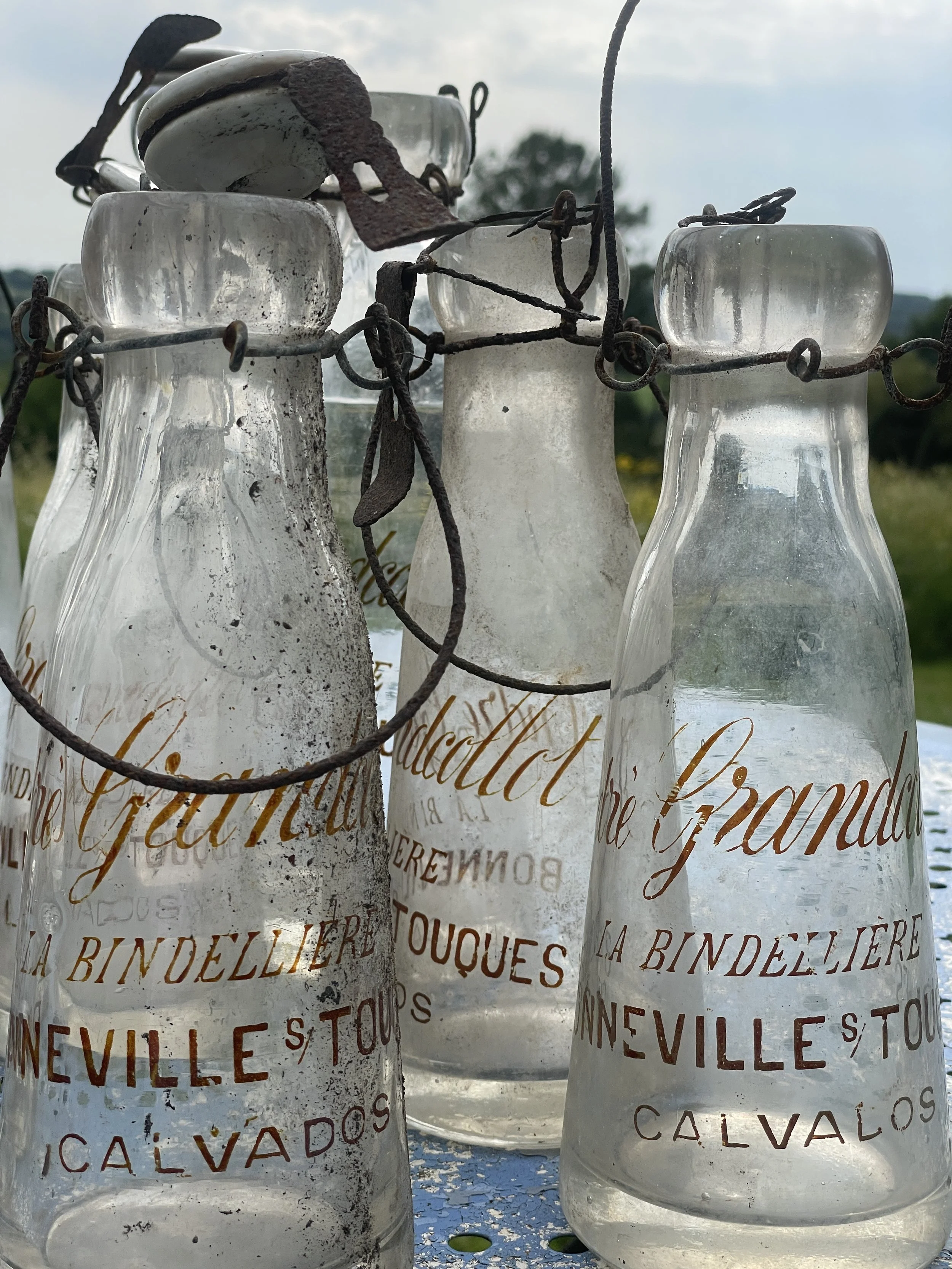 French Antique  Glass Bottles from Calvados