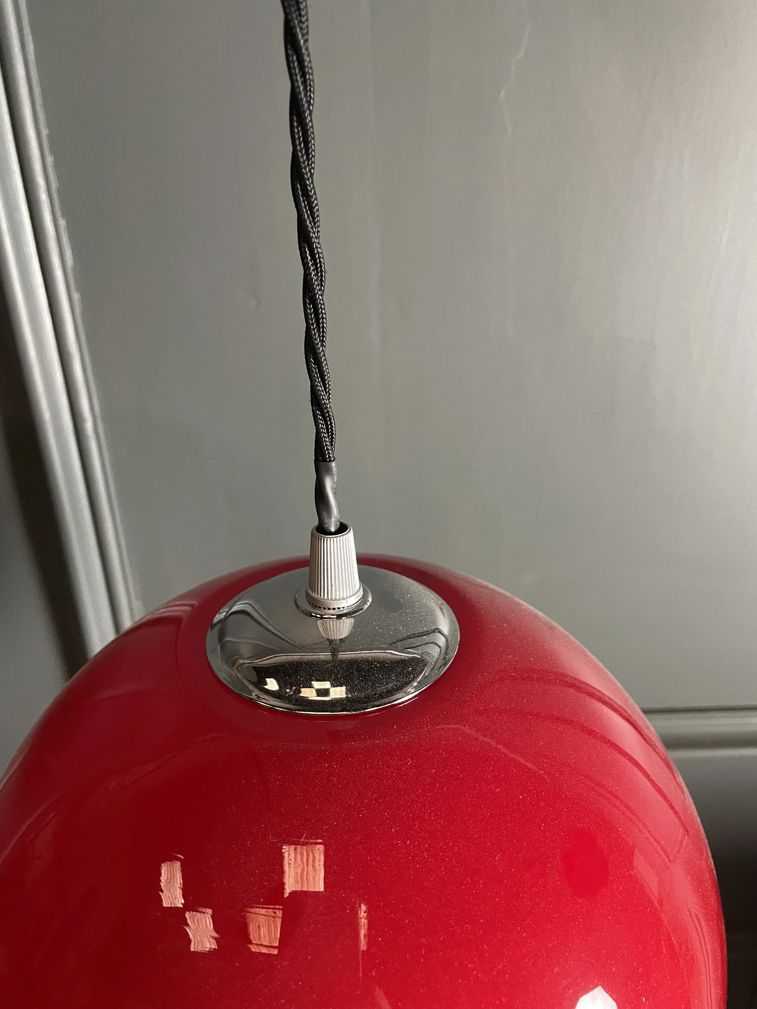 Mid Century Glass Red Pendant Globe