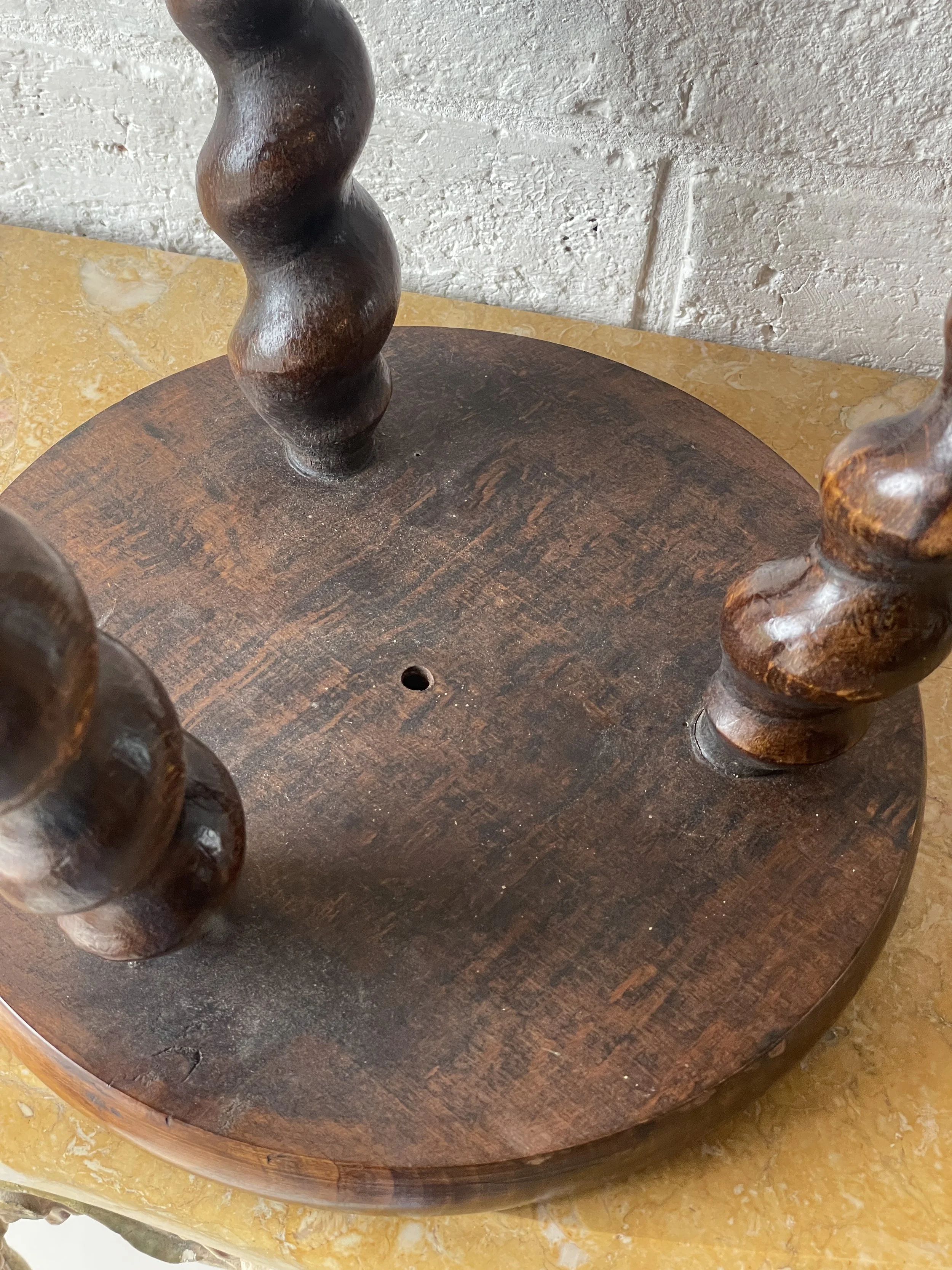 French Wooden Tripod Stool