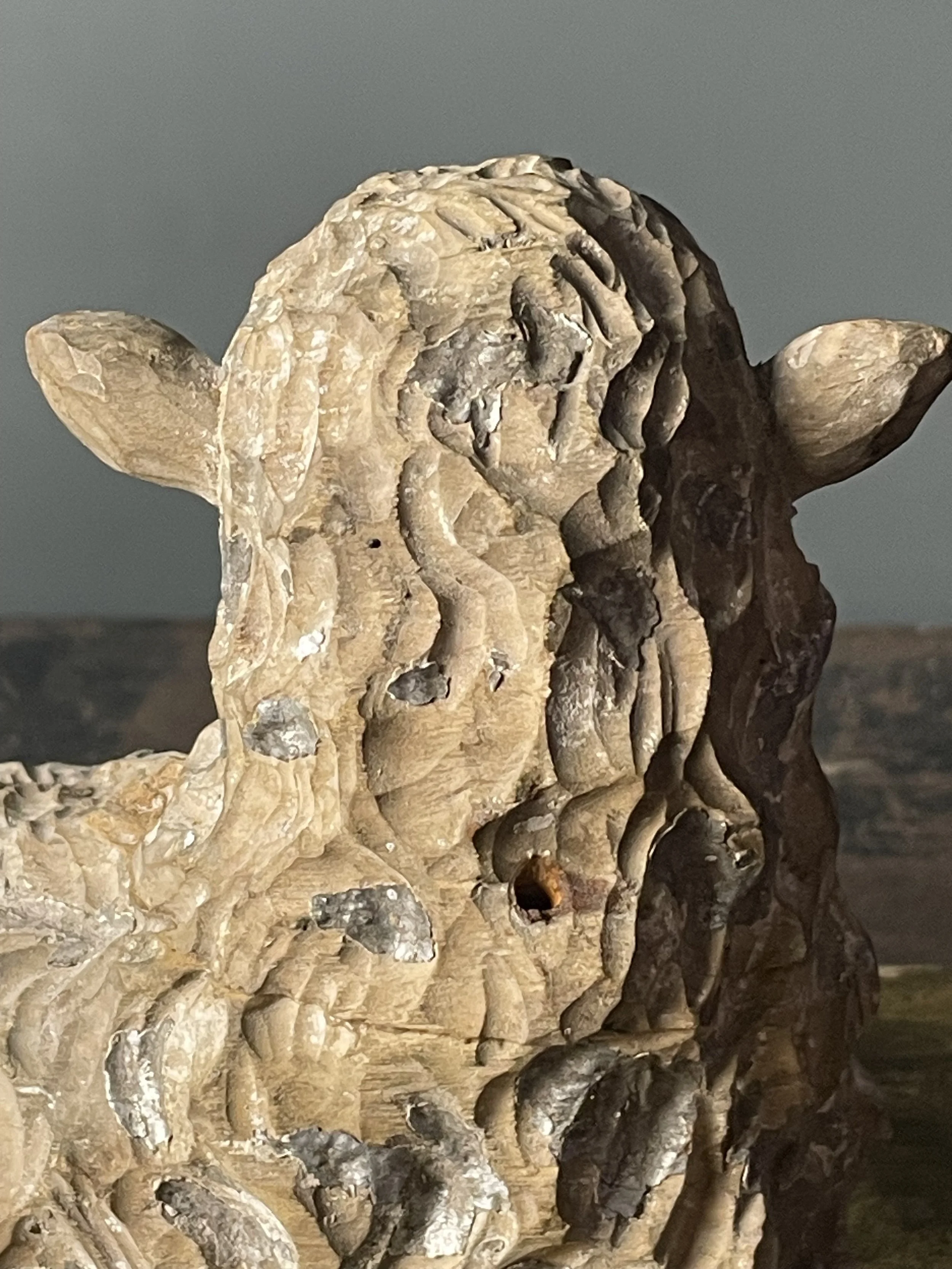 19th Century Wood Carved Lamb