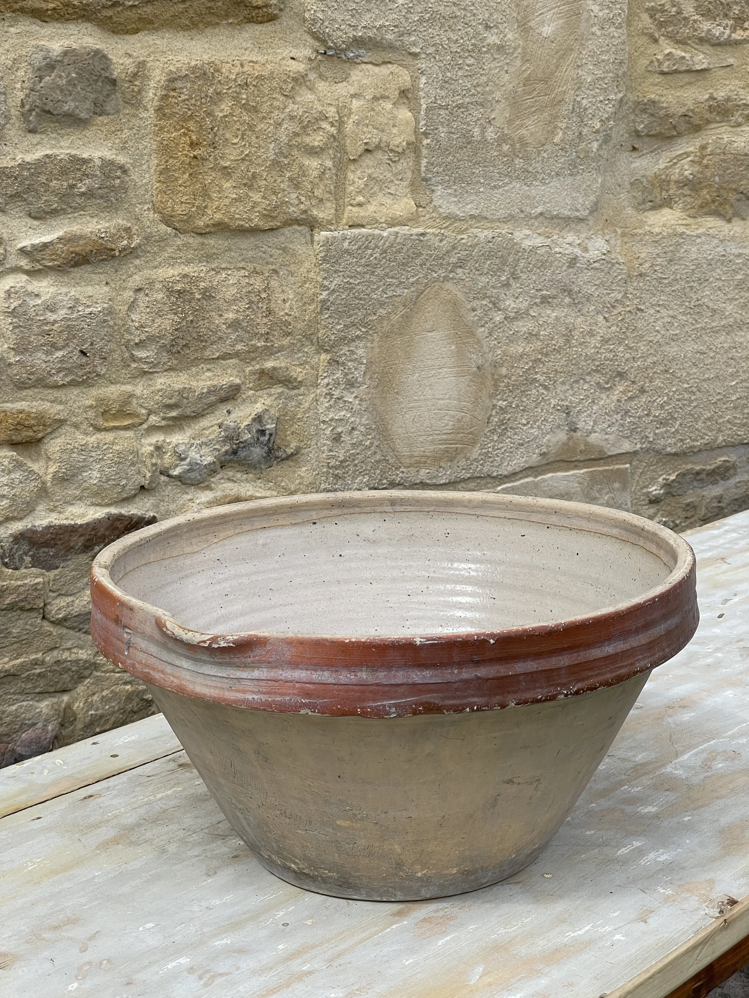 French Glazed Terracotta Dairy Bowl