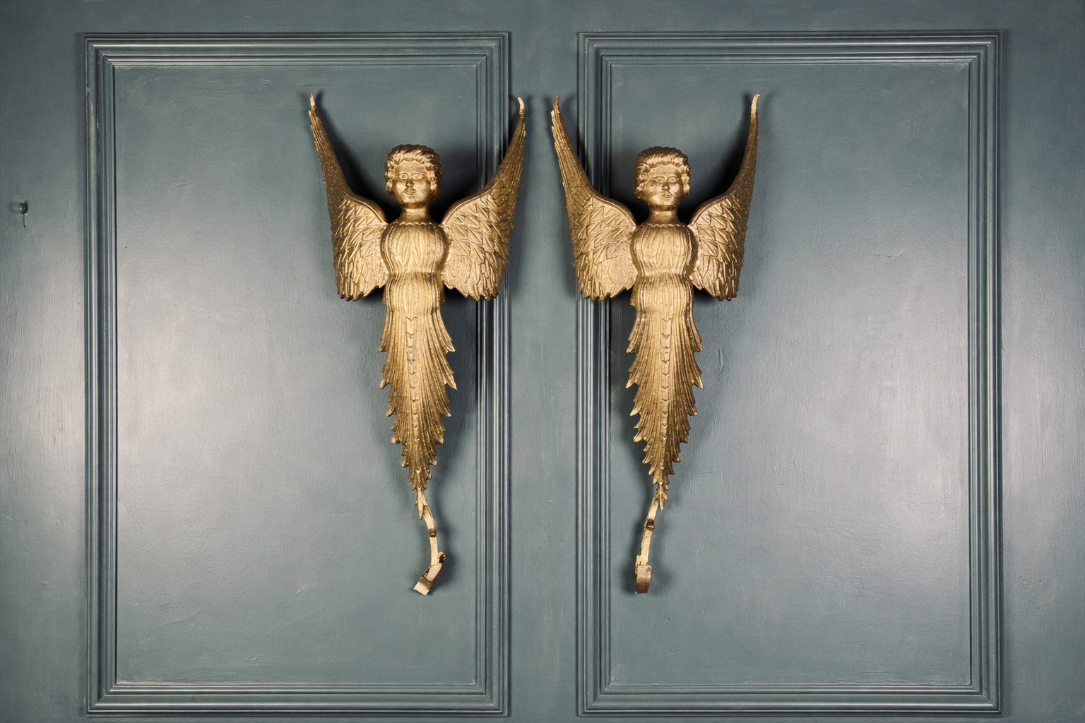 Antique Pair of Angel Wall Sconces