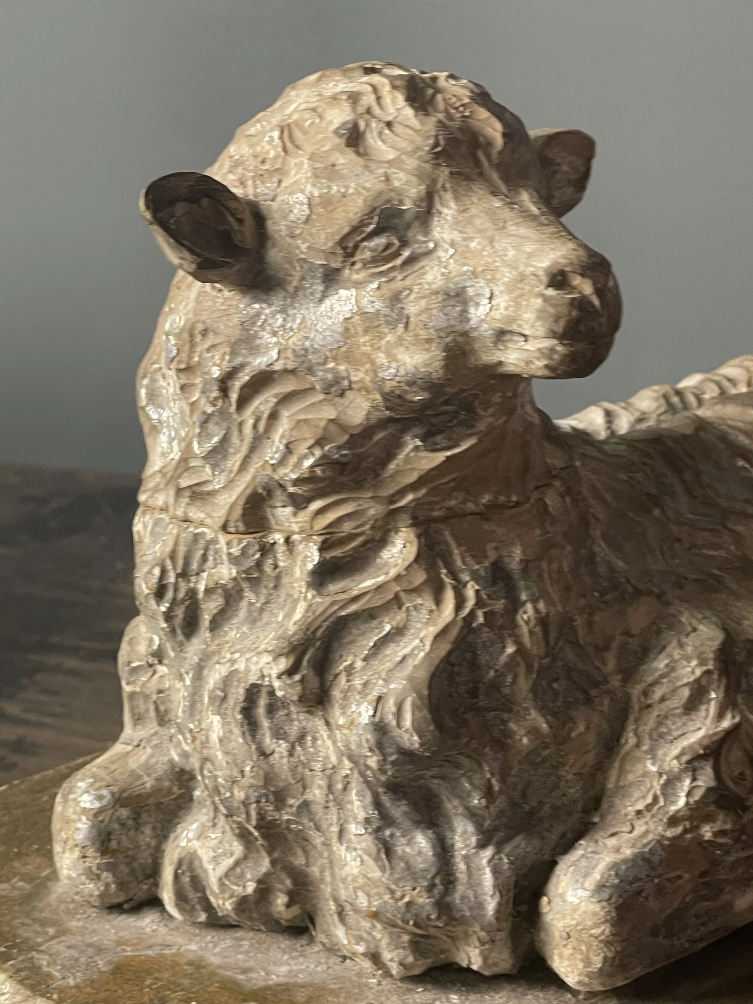 19th Century Wood Carved Lamb