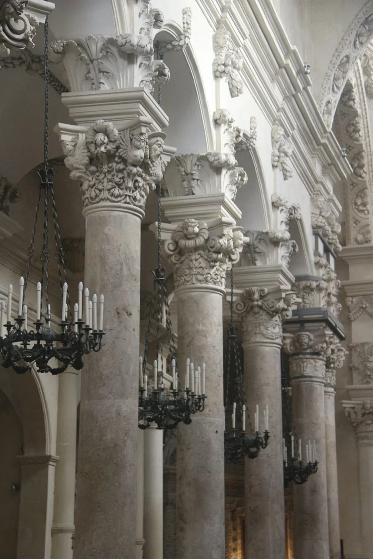 Inside a Baroque church in Lecce