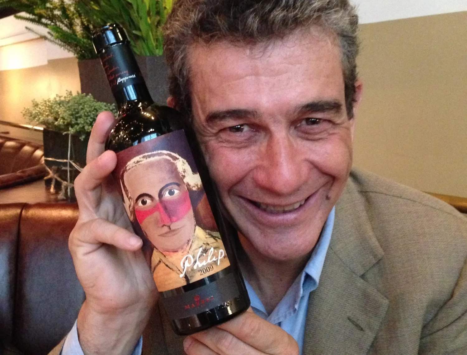 Francesco Mazzei poses with ancestor Philip