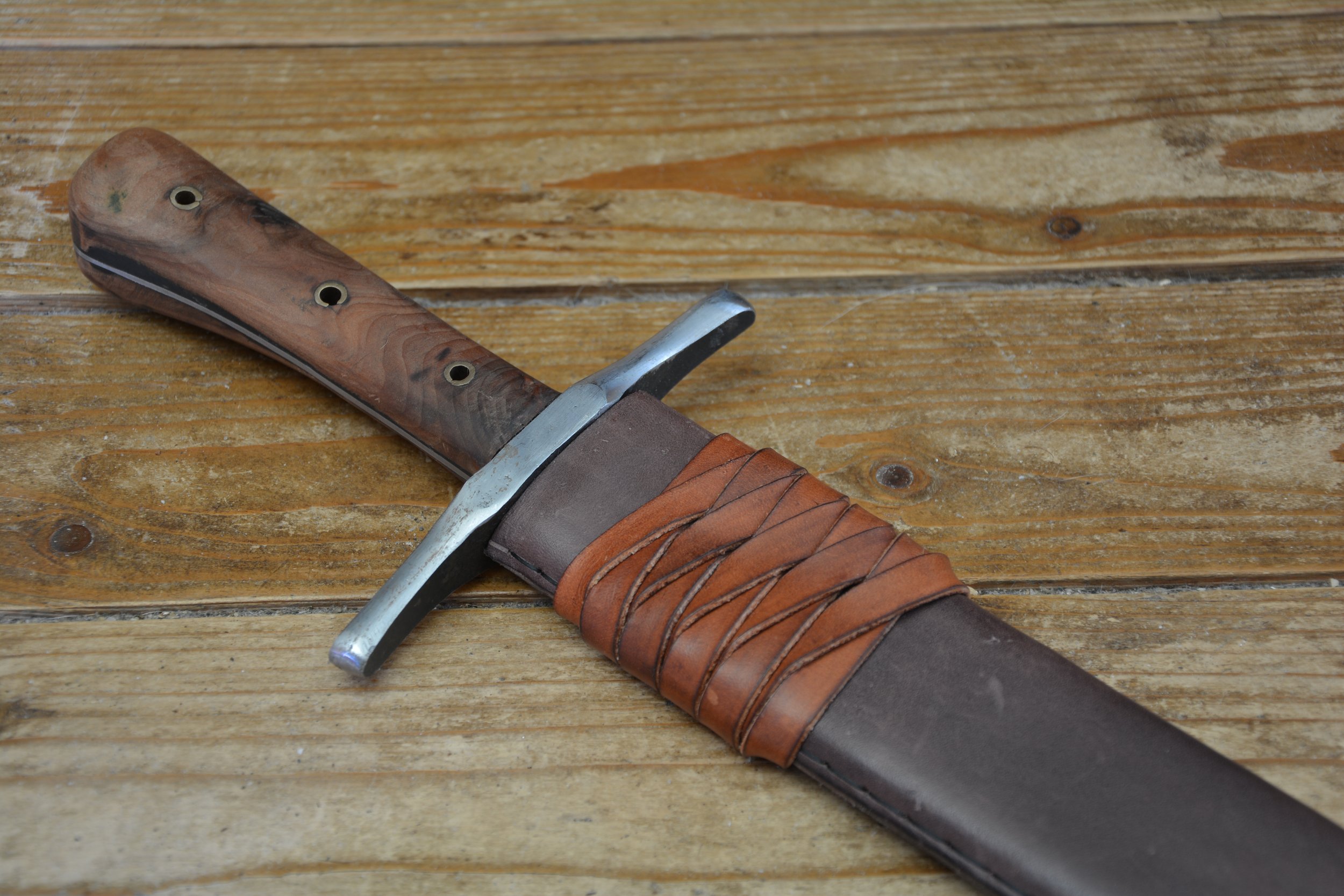 Clipped point Messer Scabbard with Landsknecht Knot