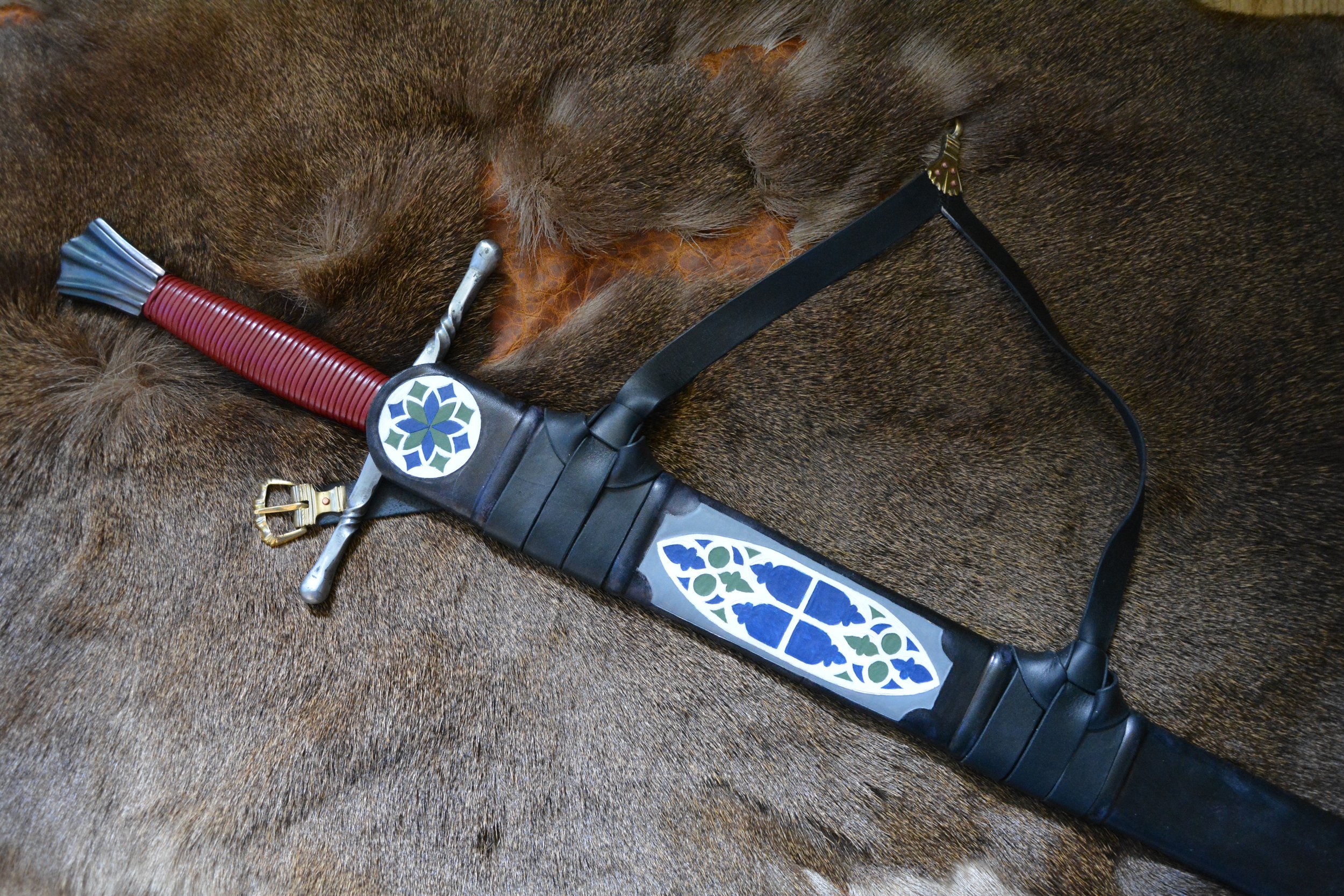 15th Century Longsword Scabbard with 3 Point Hanger