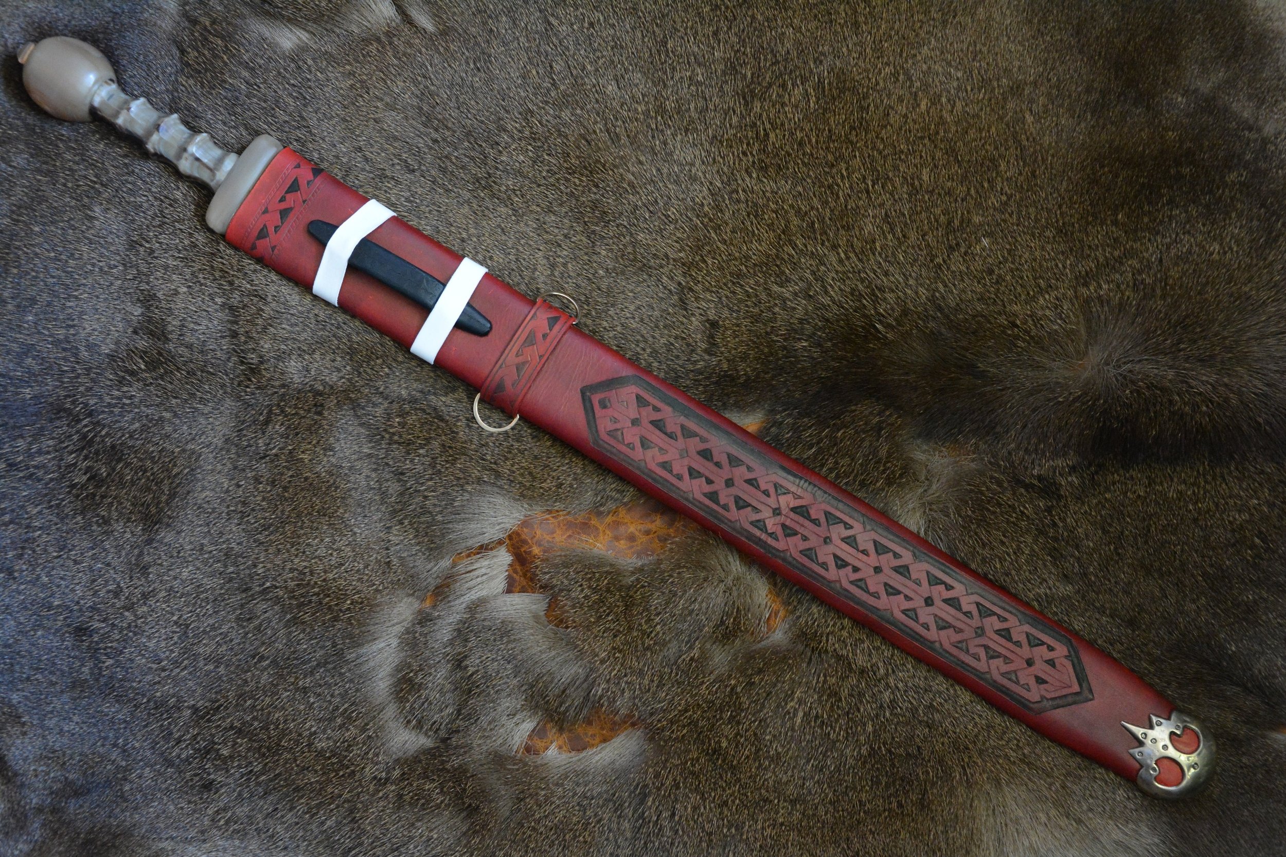 6th/7th century Romano-British Sword with slider, side rings, decorated with Celtic Key patterns