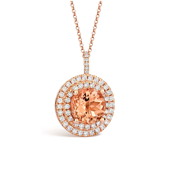 Morganite and Diamond Pendant - SAVE £270!