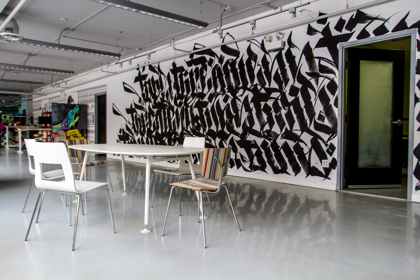 Commissioned mural at the Threadless Headquarters, Photo courtesy of Behind The Tees blog
