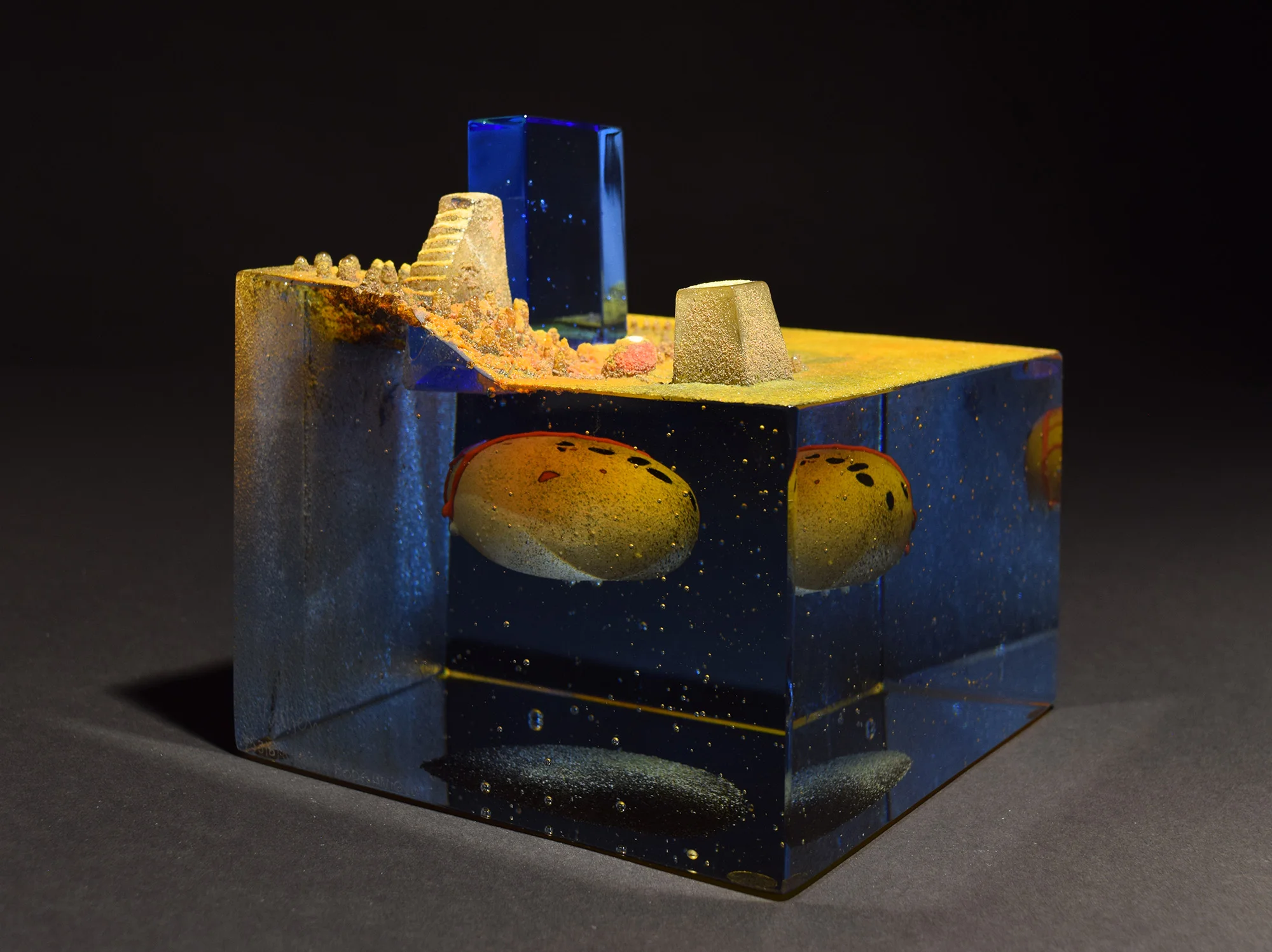 Bertil Vallien, Future, 2017, Cast glass, 5.7 x 6 x 6 in., Courtesy of Schantz Galleries