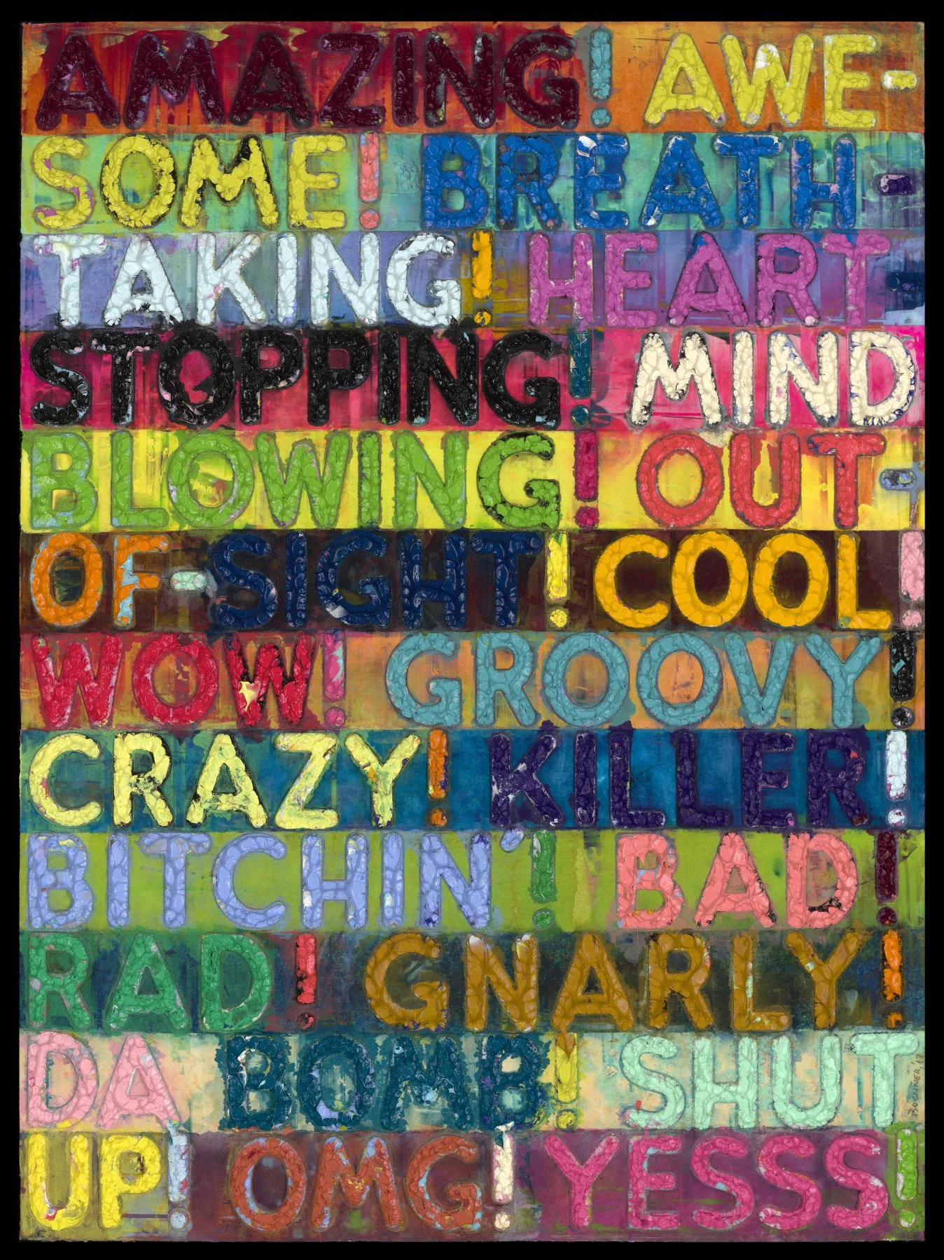 Mel BOCHNER, Amazing, 2016, Monoprint with collage, engraving and embossment on paper, 30 x 22 in