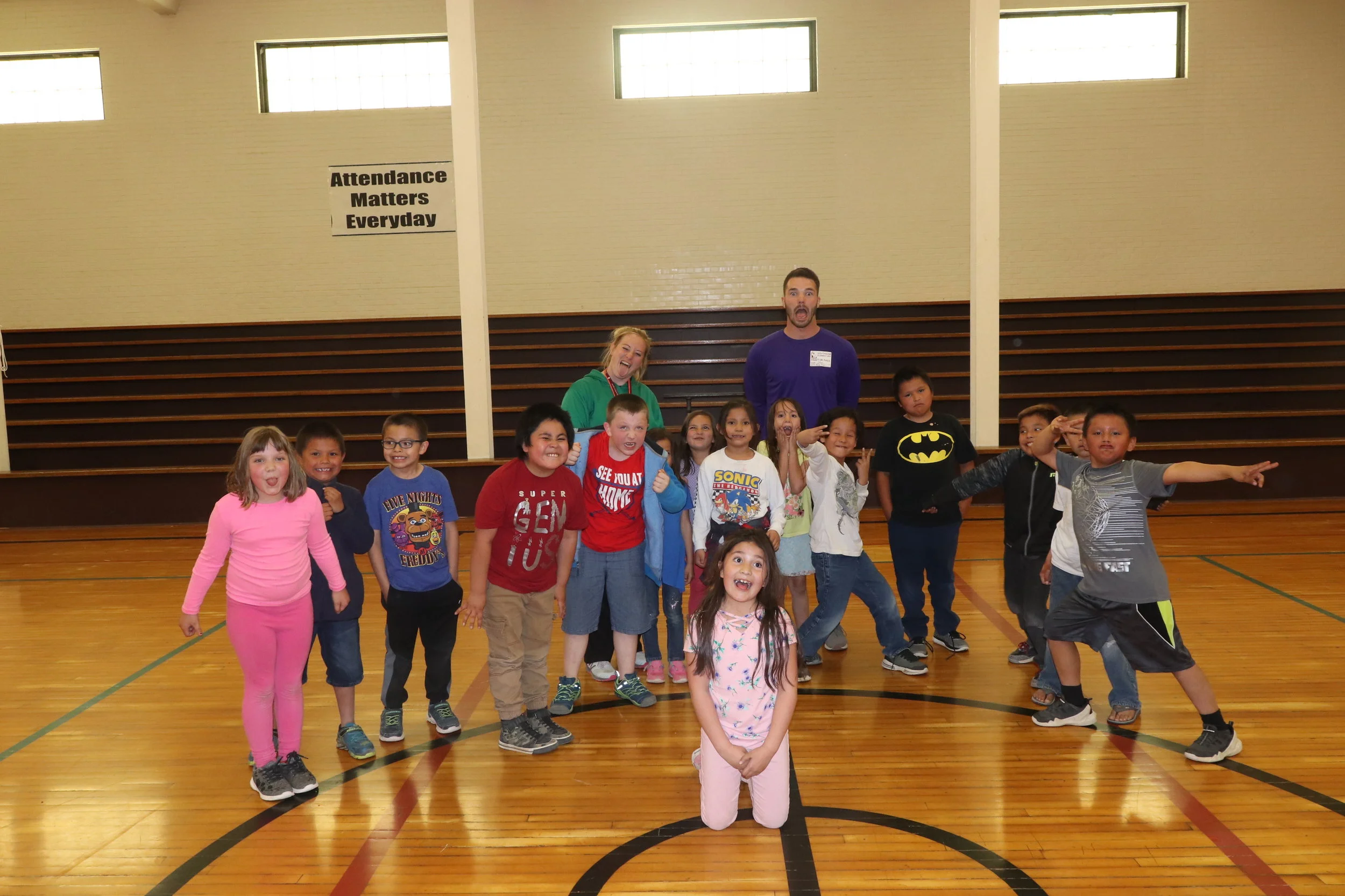 John with Miss Henderson's PE class