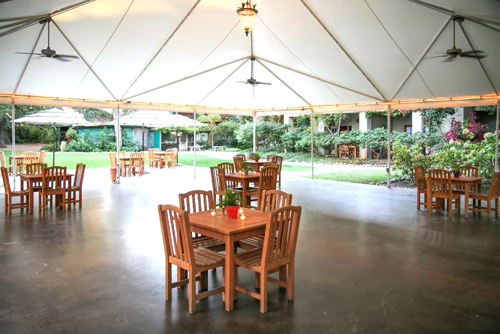 photo of cocktail reception set in the pavilion