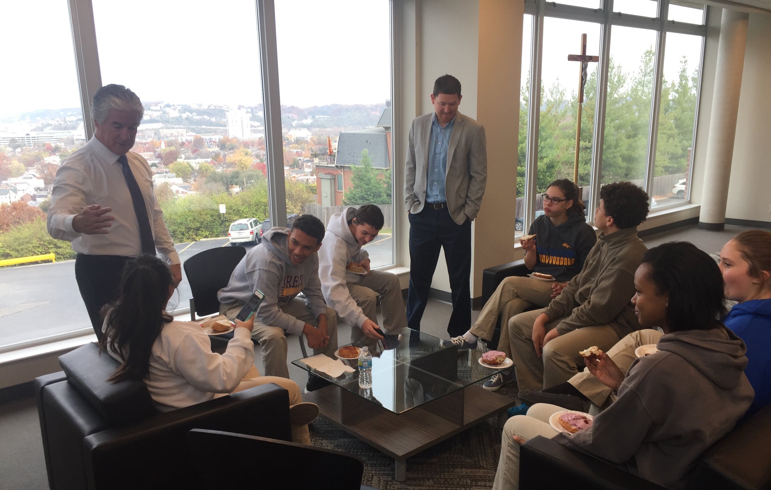 "Aside from providing a million dollar skyline view, the upgraded area will work as a place of collaboration or independent study for students to utilize technology like Chromebooks, 3D printers, a Smart TV, and more."