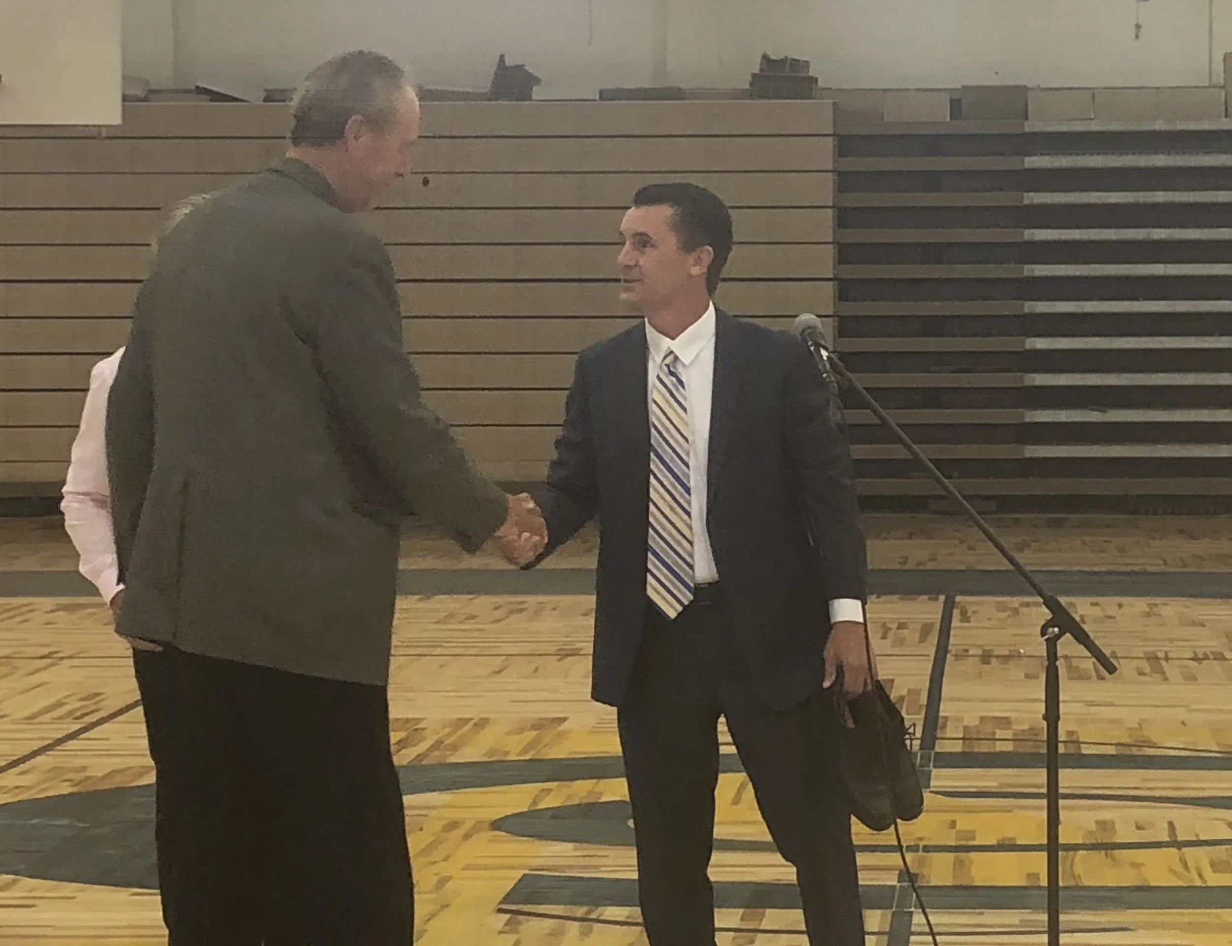 Diocese of Covington Superintendent Mr. Mike Clines thanks Mr. Dave Cowens for remembering his roots and his generous commitment to NCC and Catholic education. 