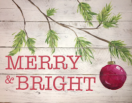 Option to create your Merry and Bright artwork on a circular piece of wood (bourbon barrel lid).