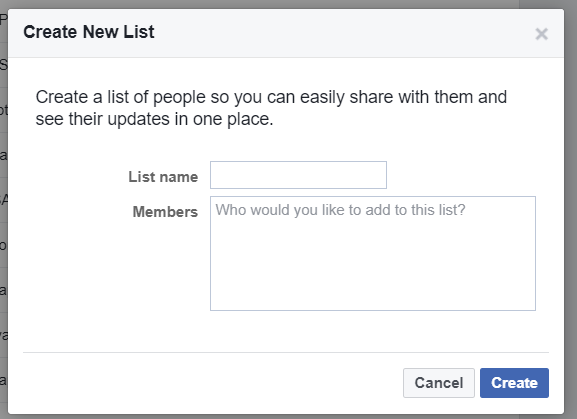 Create Friend List Dialog Box in Facebook