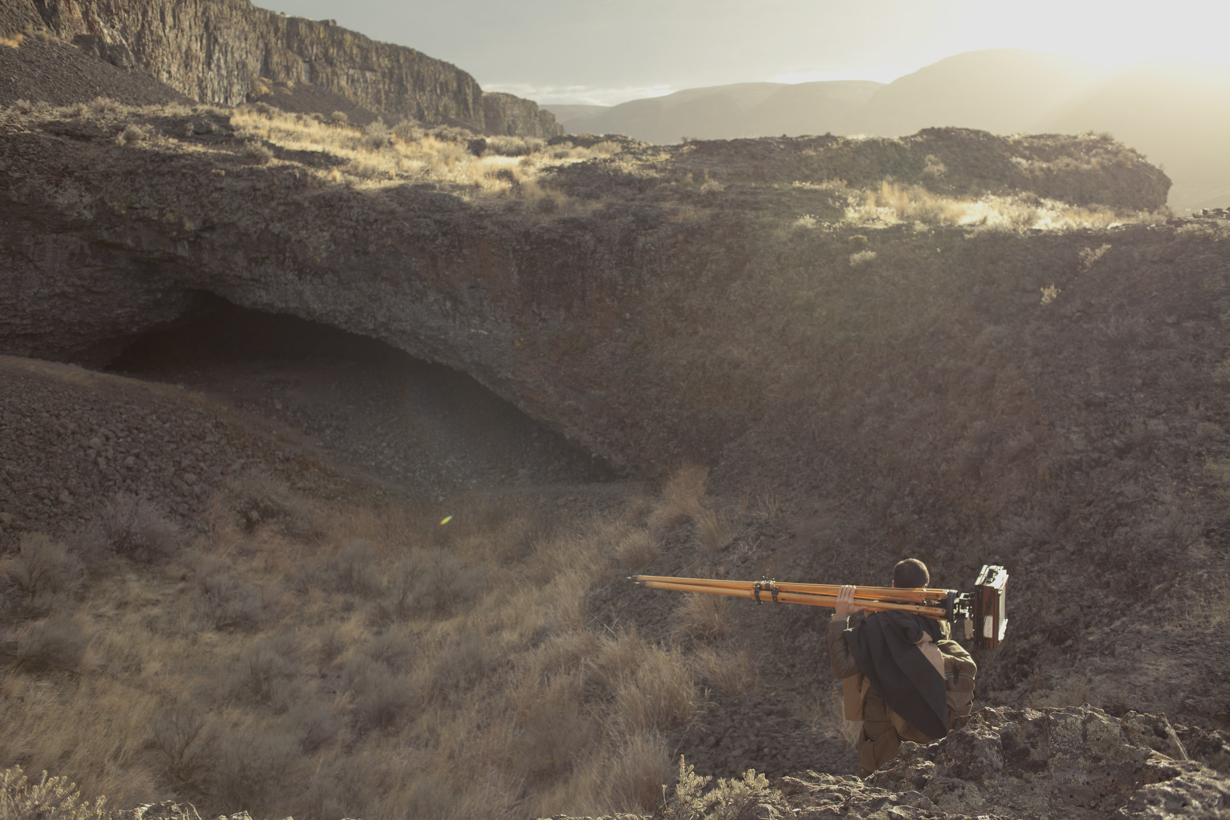 A ‘crazy’ large format photographer using old school wooden legs.