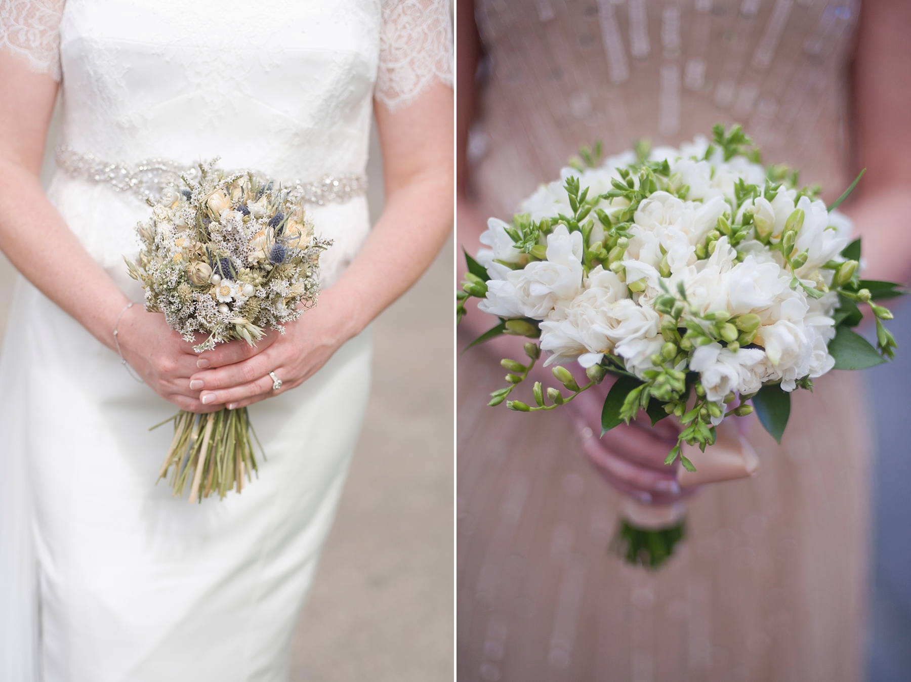 Left Bouquet: Bride brought over from England Right: Layers of Lovely