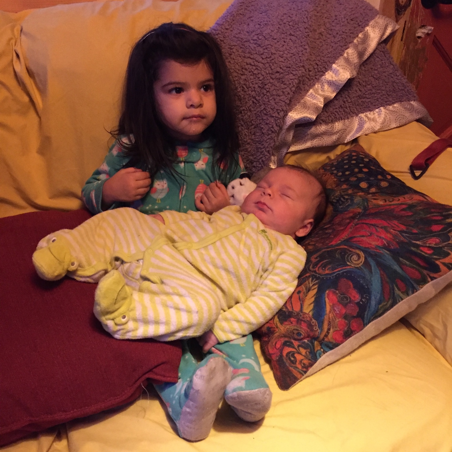 Sky sleeping on our friend's daughter