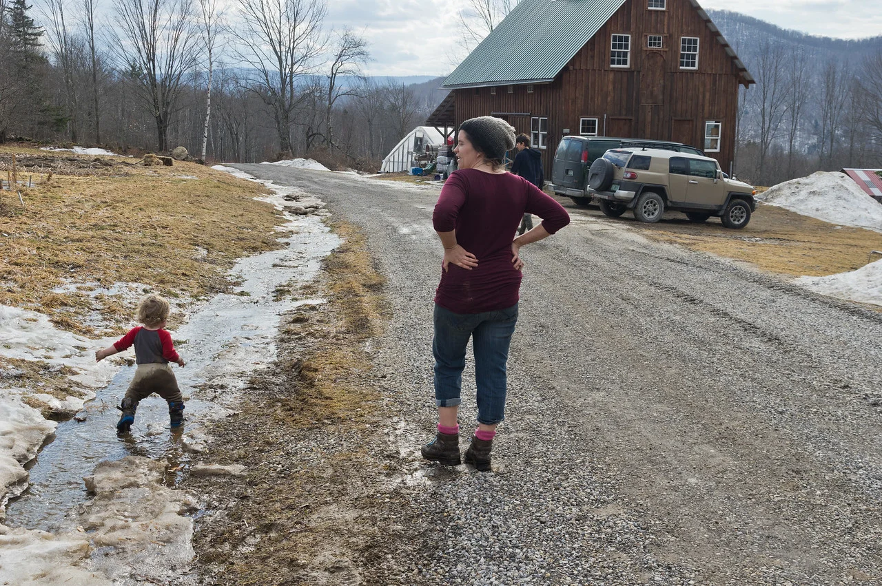 Why walk on the driveway when I can get my boots soaking wet? photo by Adam Ford