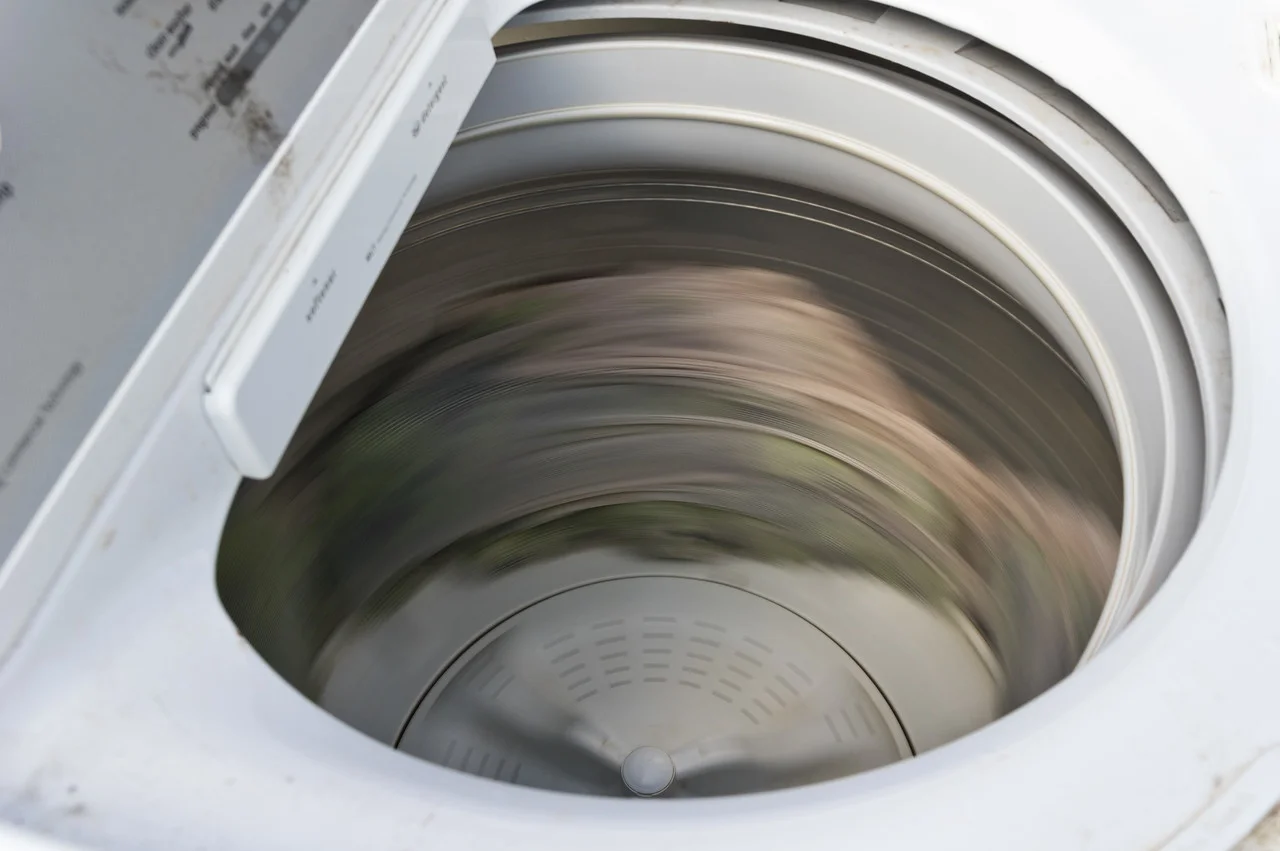 fast spinning greens in the converted washing machine! photo by Adam Ford