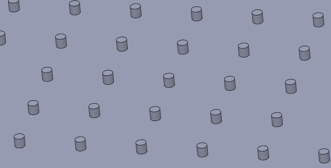 500um diameter x 2500um spacing x 500um tall