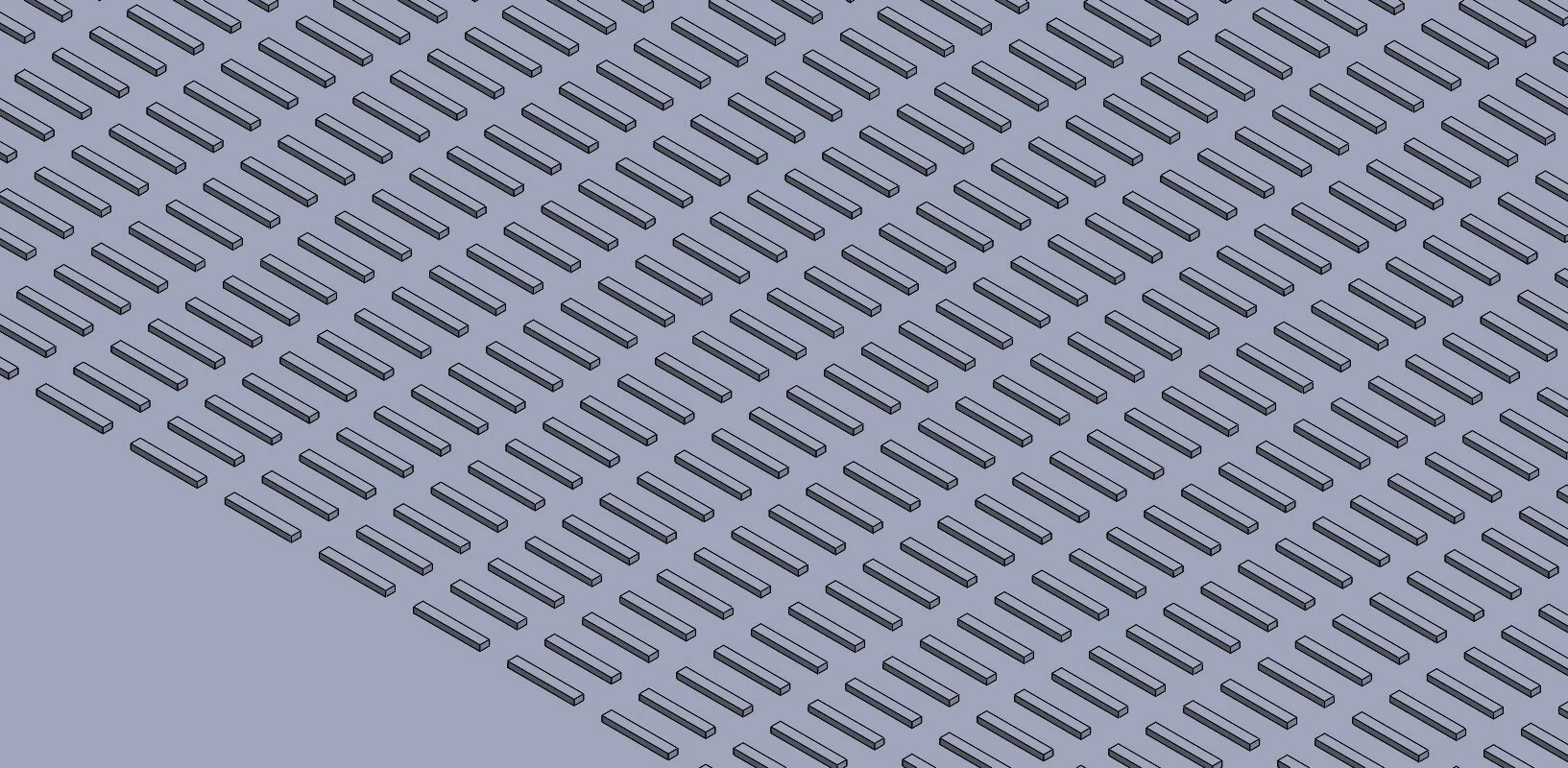 17um wide x 119um long x 50um spacing x 10um tall